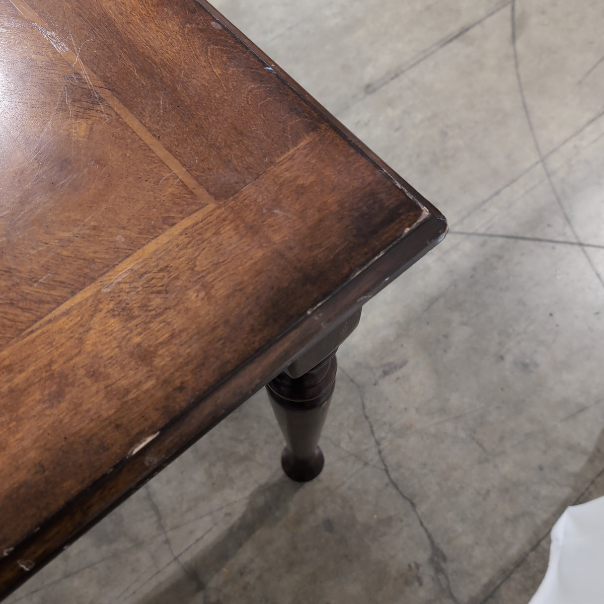 Classic Dark Brown Wood Dining Table with Turned Legs
