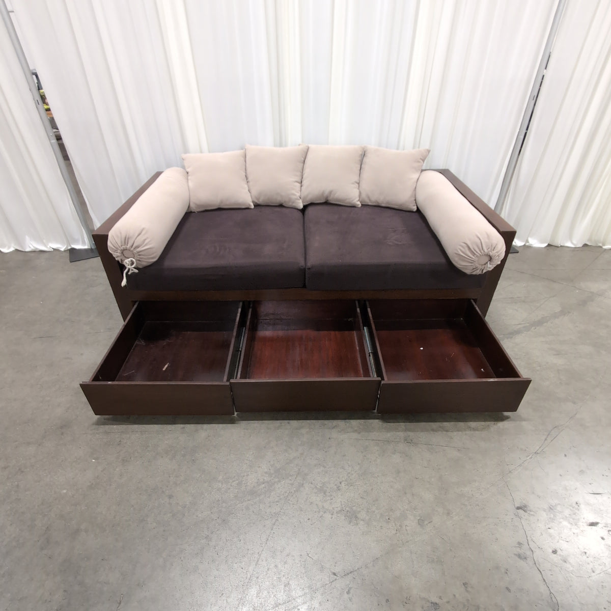 Dark Wood Daybed with Storage Drawers