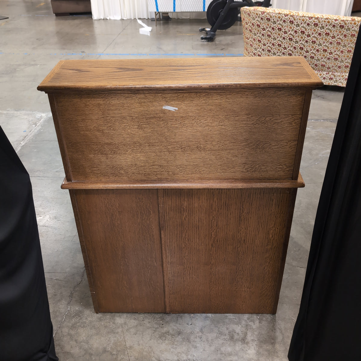 Traditional Oak Roll-Top Desk with Carved Pulls