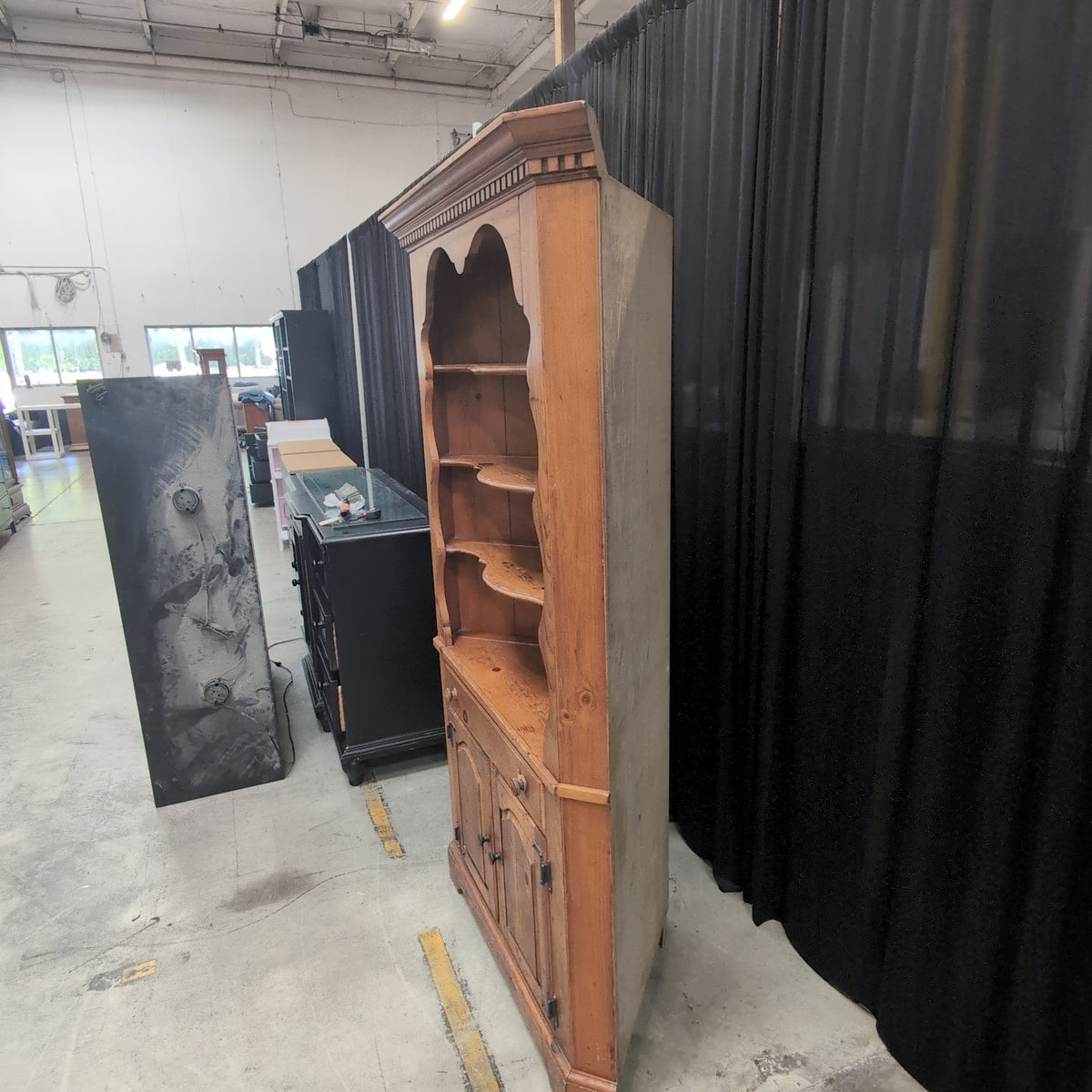 Rustic Wood Corner Cabinet with Open Shelves
