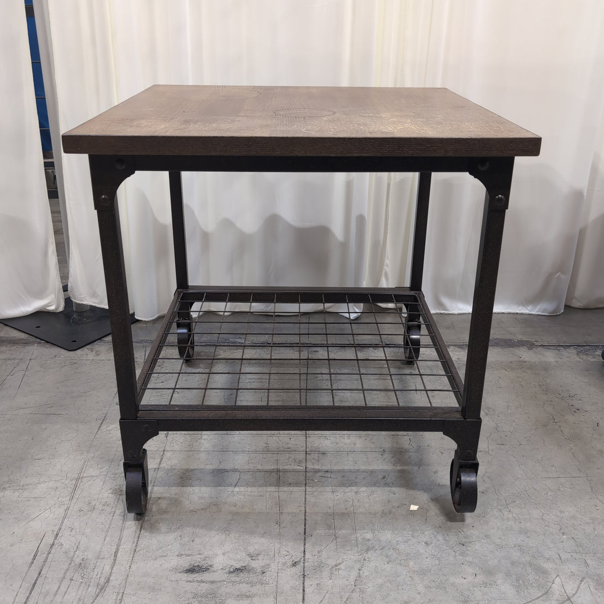 Industrial Brown Wood Rolling Kitchen Cart