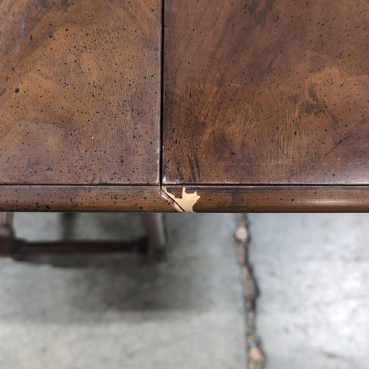 Dark Wood Drop Leaf Console Table with Drawer
