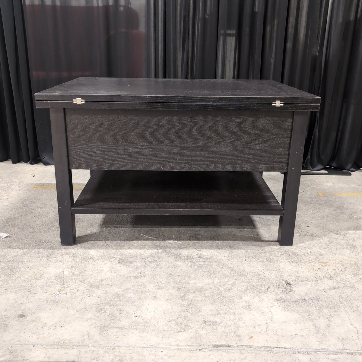 Dark Wood Rectangular Coffee Table with Lower Shelf