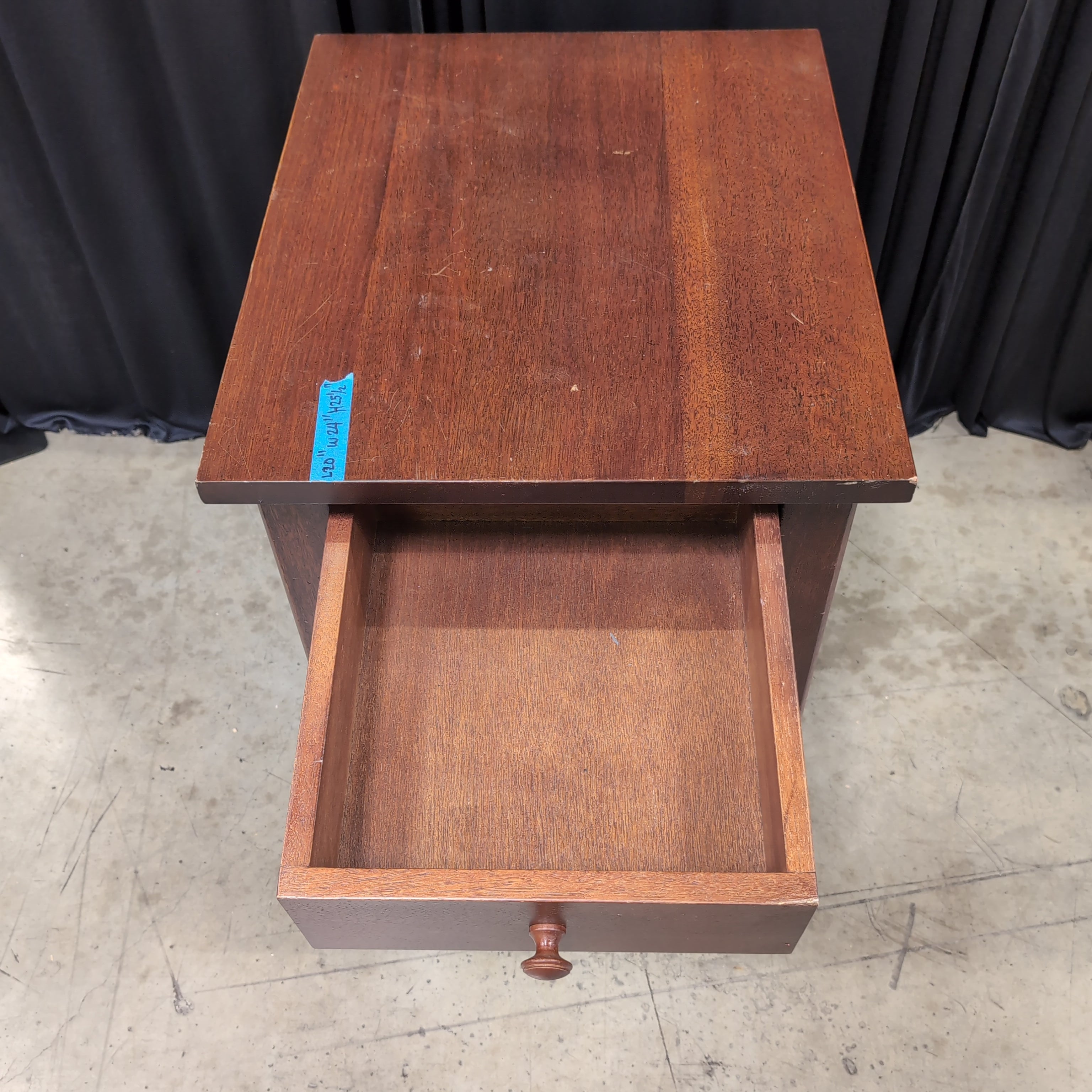 Cherry Tone Wood Nightstand with Single Drawer