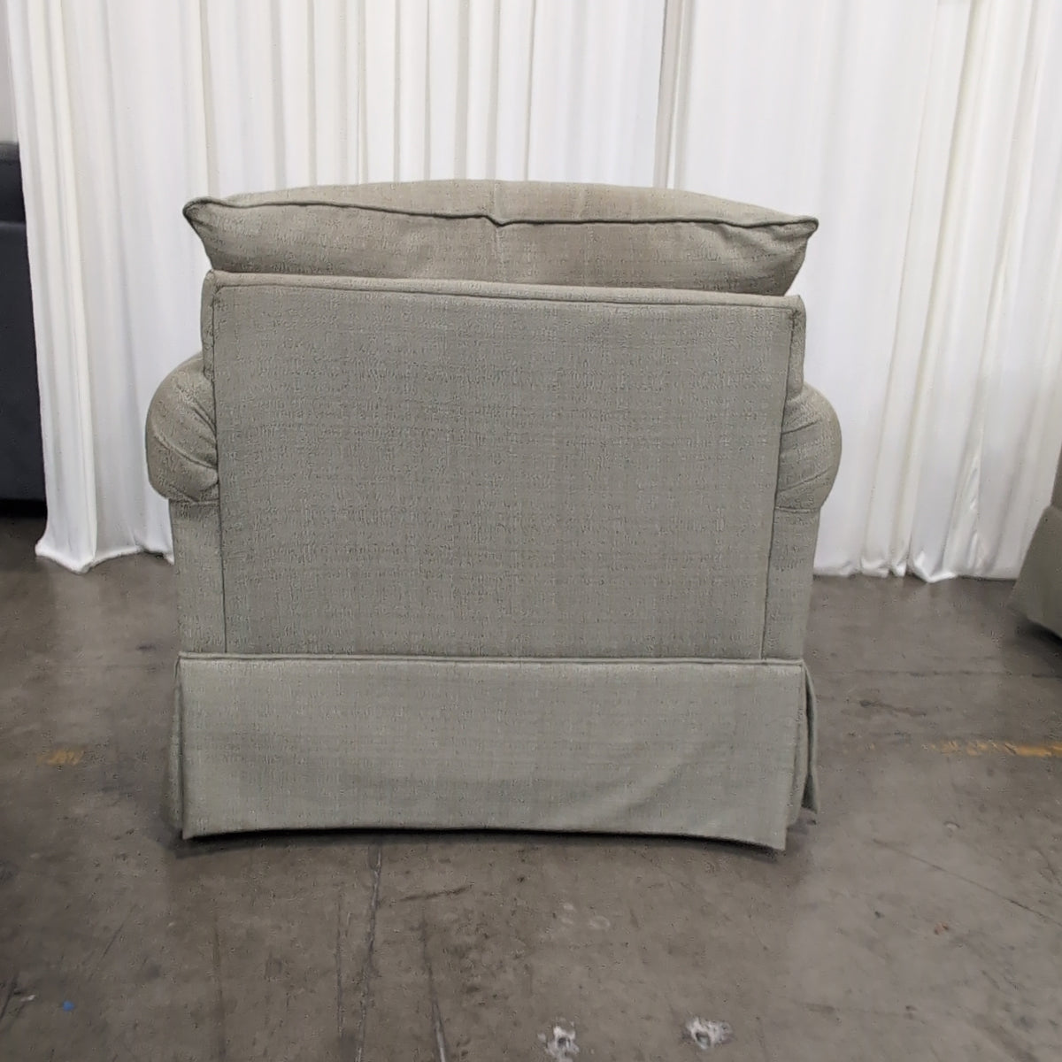 Bassett Furniture Sage Green Rolled Arm Armchair and Ottoman Set