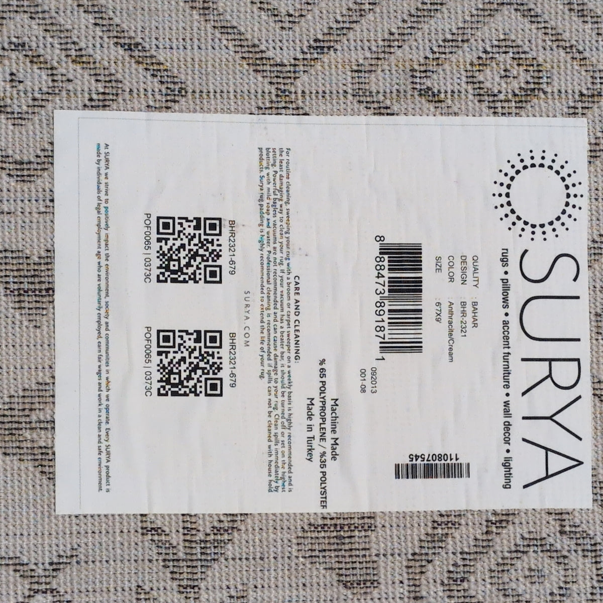 Surya White and Grey Geometric Pattern Area Rug