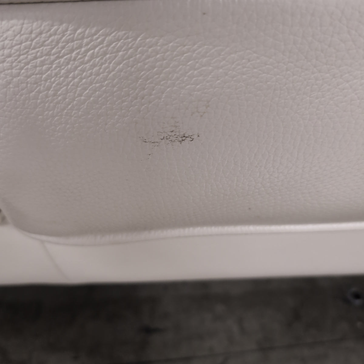 Cream Tufted Leather Three-Seat Couch