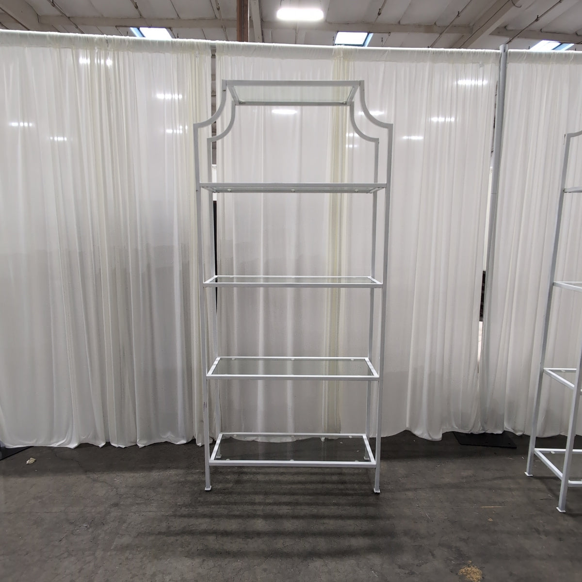 White Metal Frame Bookcase with Scalloped Top