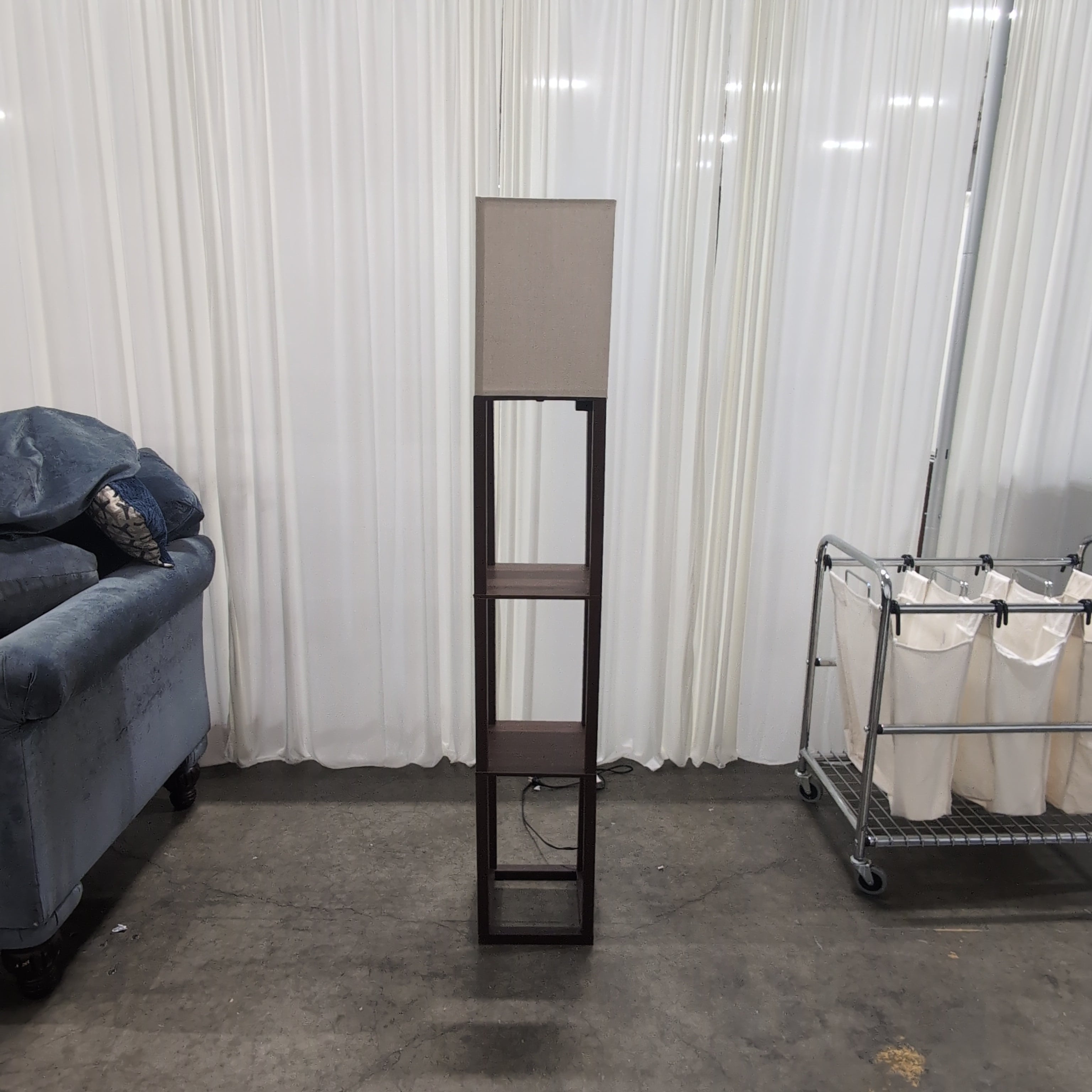 Dark Brown Shelf Floor Lamp with USB Port