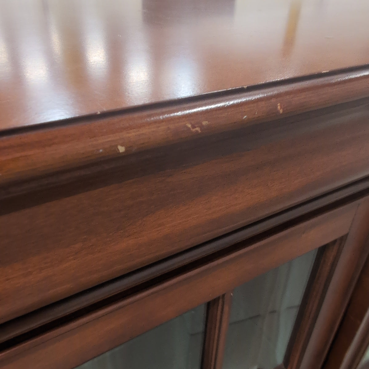Traditional Dark Wood China Cabinet with Glass Doors