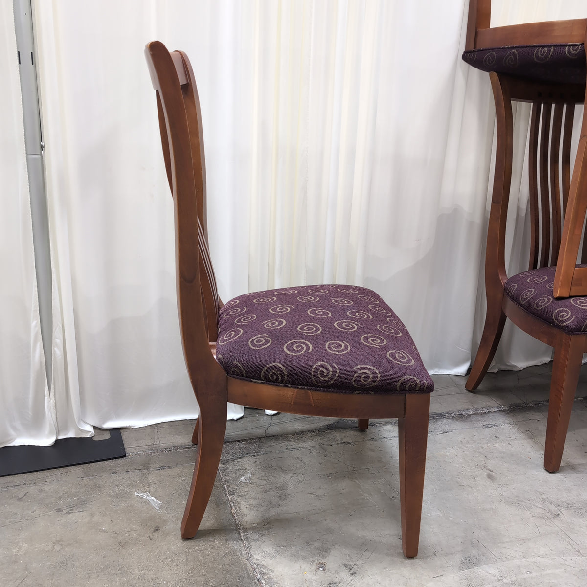 Dark Stained Wood Dining Table with Chamfered Corners