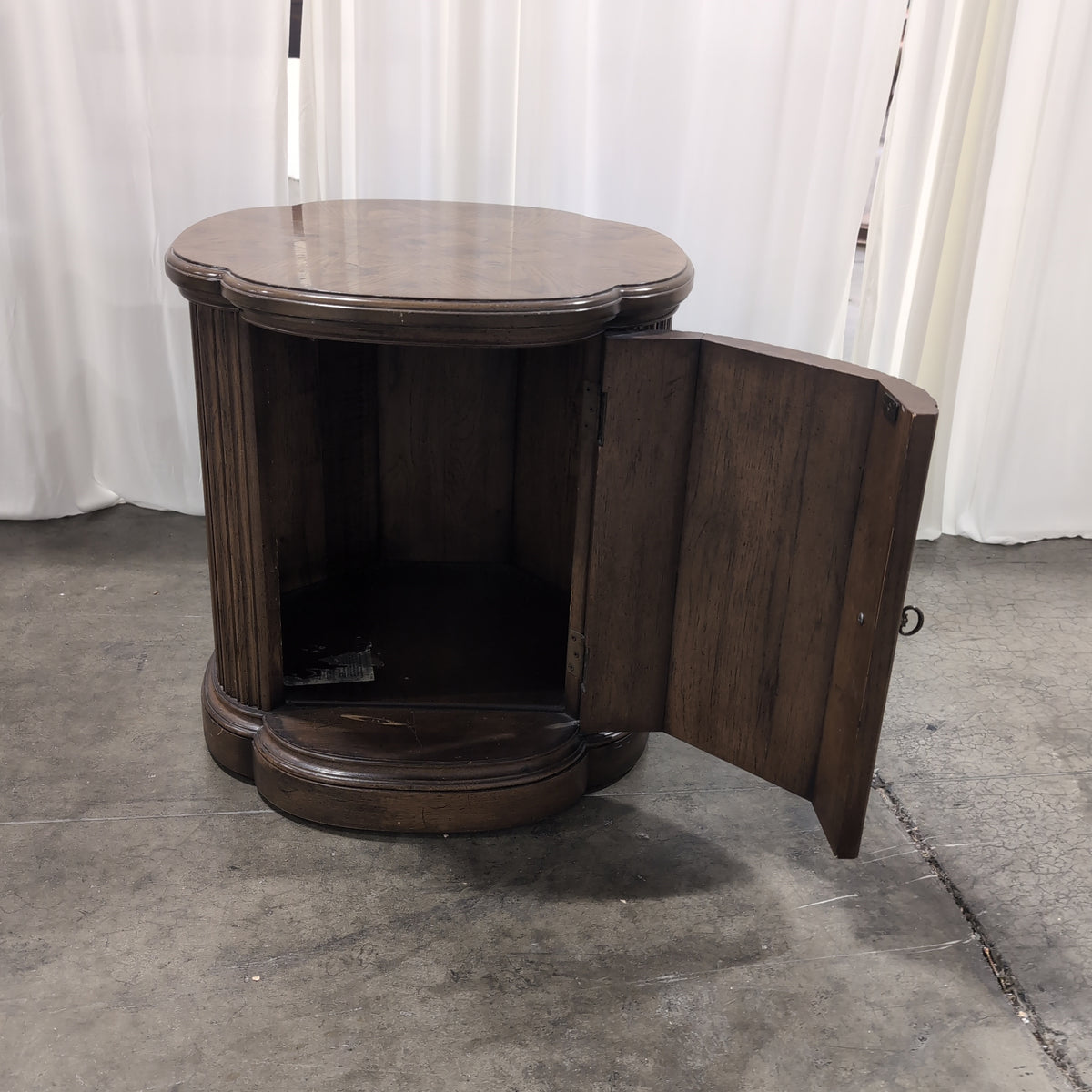 Dark Wood Curved Fluted Console Table