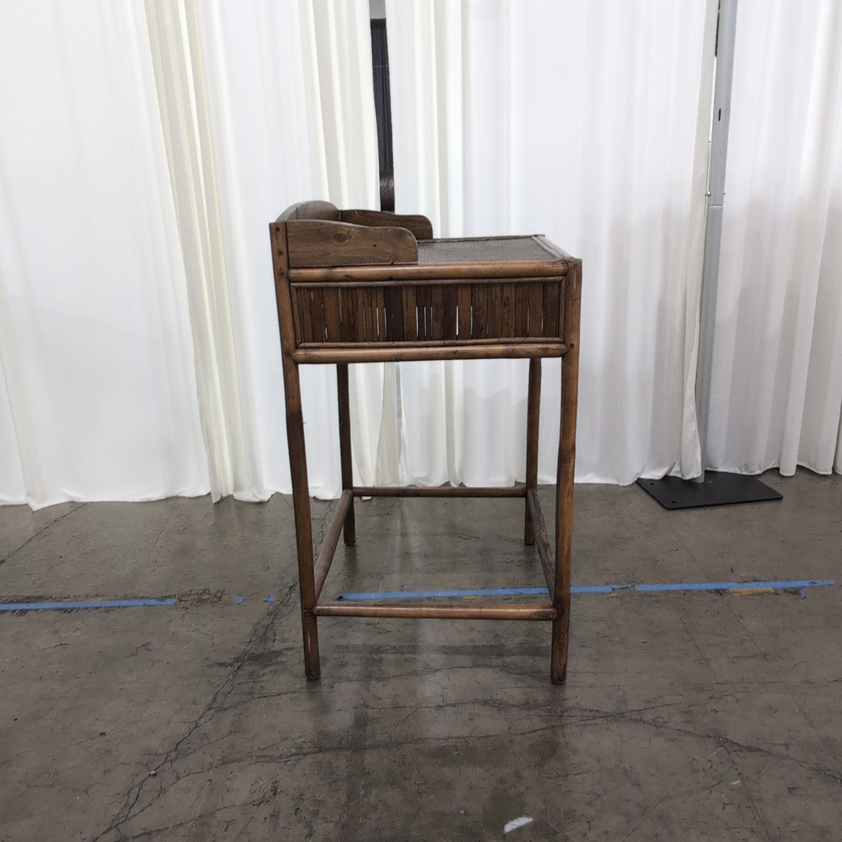 Tropical Bamboo End Table with Rattan Top