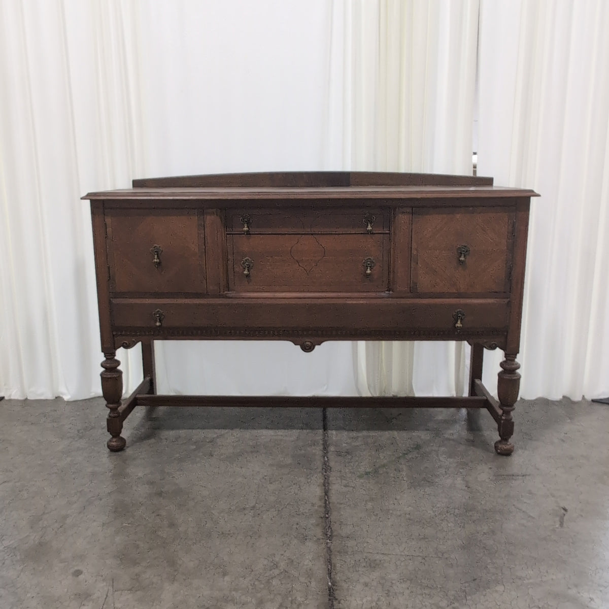 Vintage Carved Wood Buffet in Dark Wood