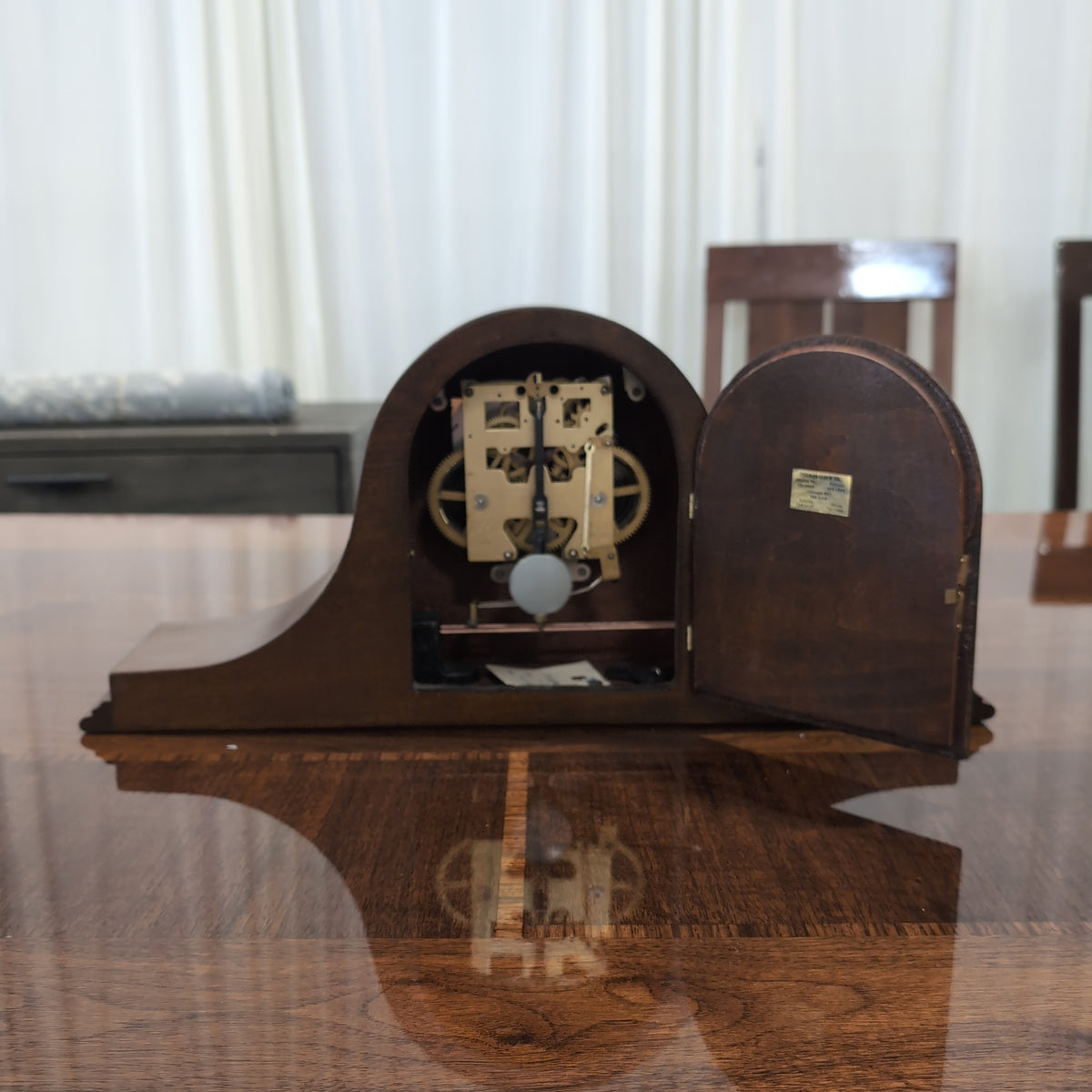 Baldwin Brown Hardwood Mantel Clock with Brass Bezel