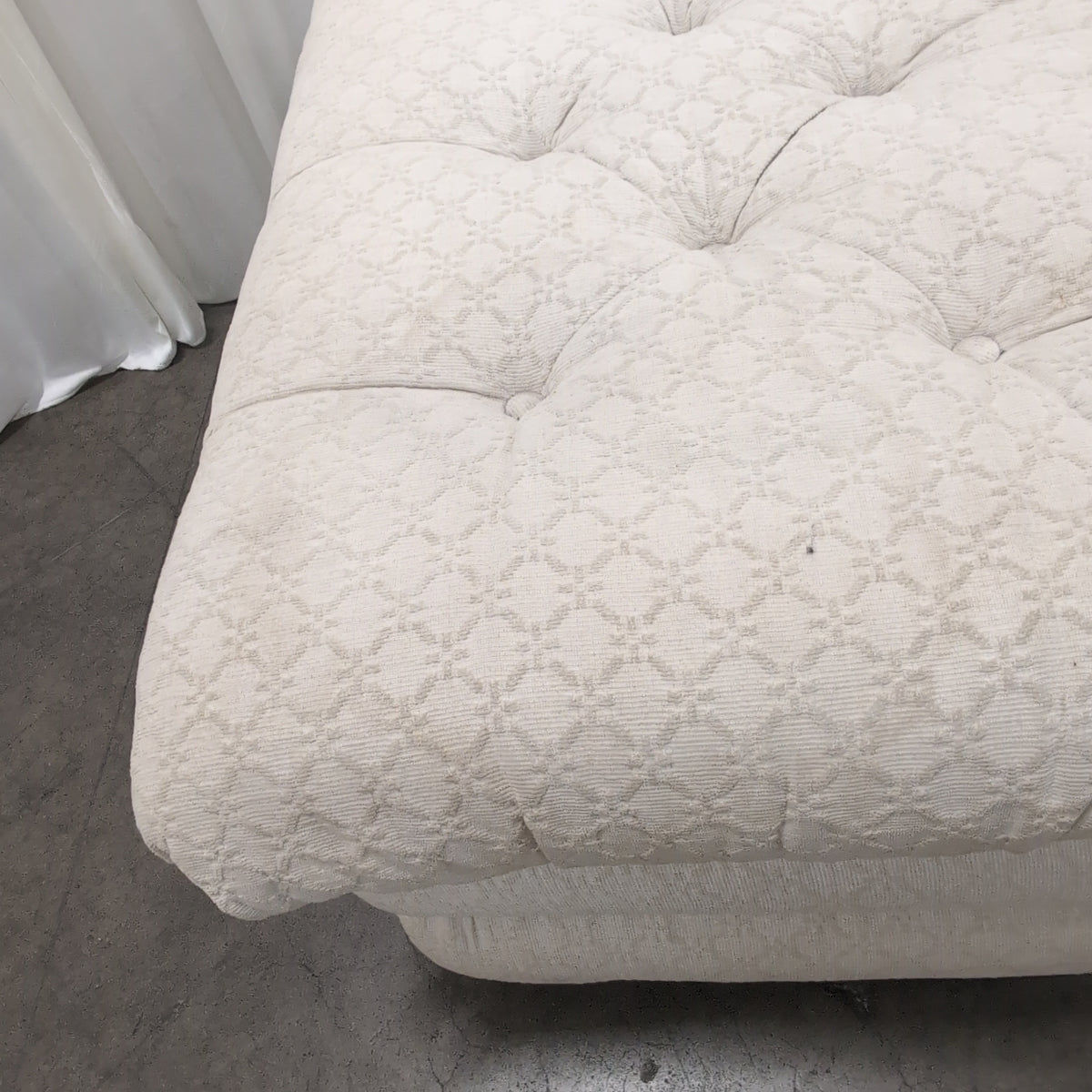 Cream Tufted Floor Cushions with Diamond Quilt Pattern