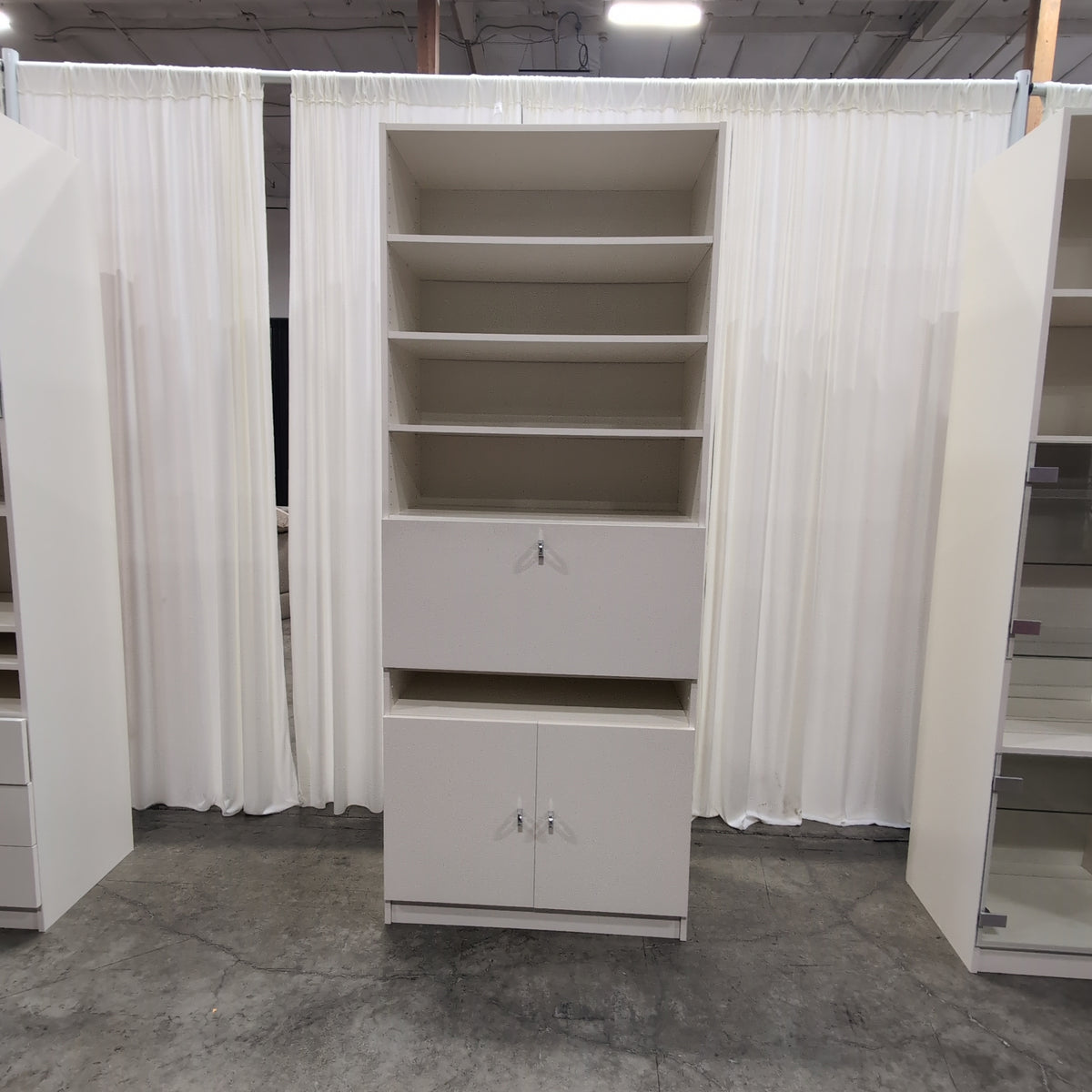 Off-White Adjustable Shelf Bookcase with Storage