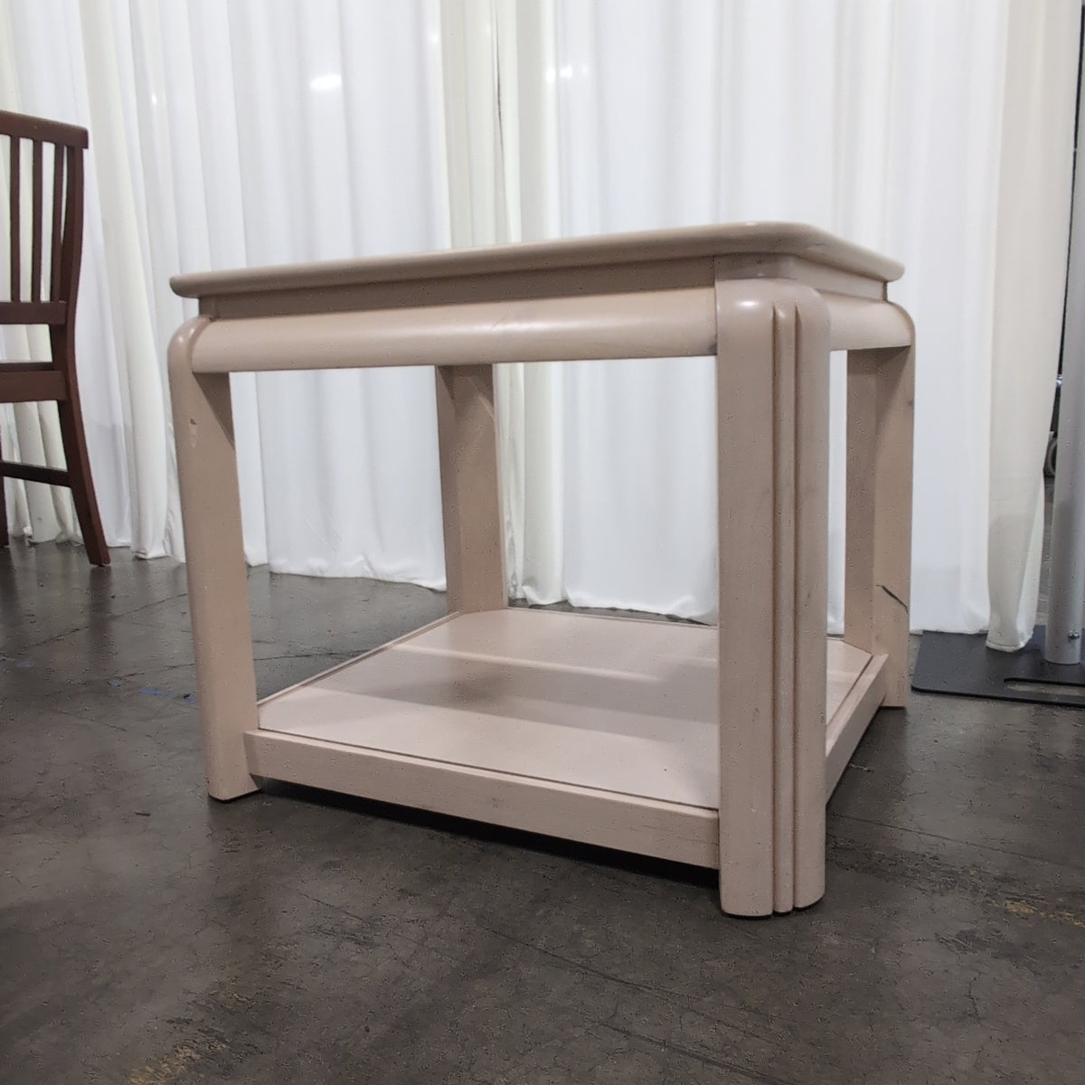 Light Wood Square End Table with Glass Top