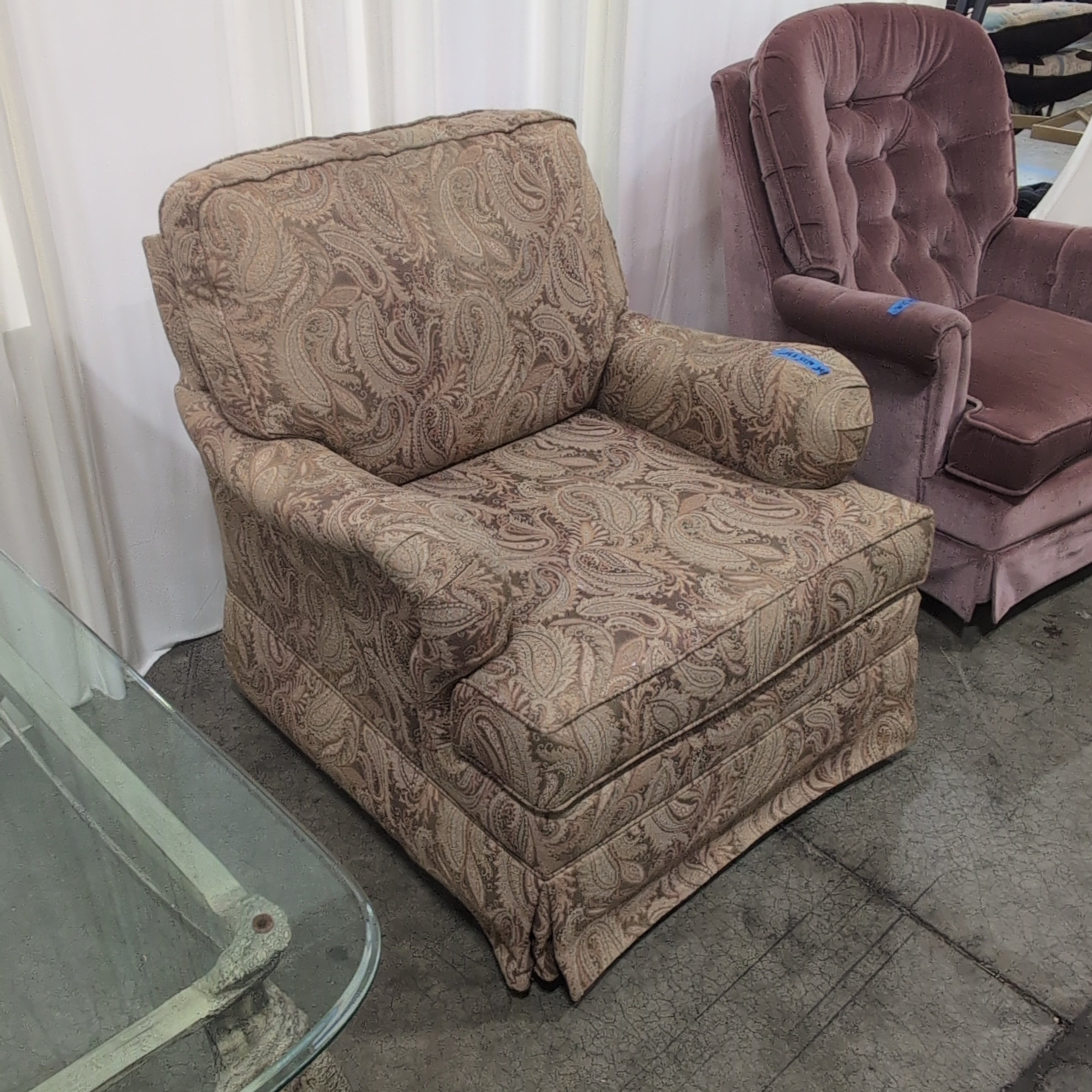 Riverside Traditional Beige Armchair in Paisley Fabric