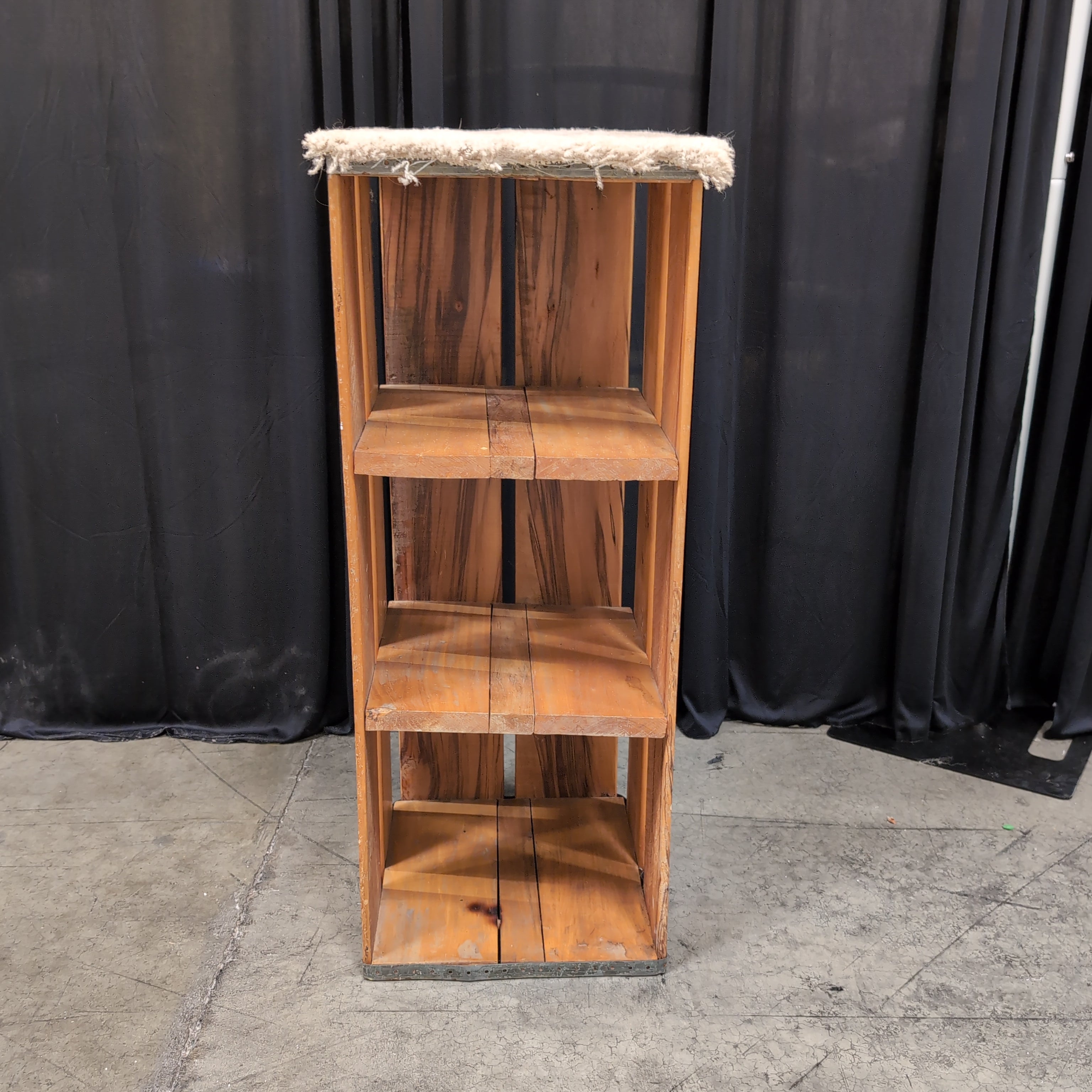 Rustic Wood Three-Shelf Bookcase with Metal Accents