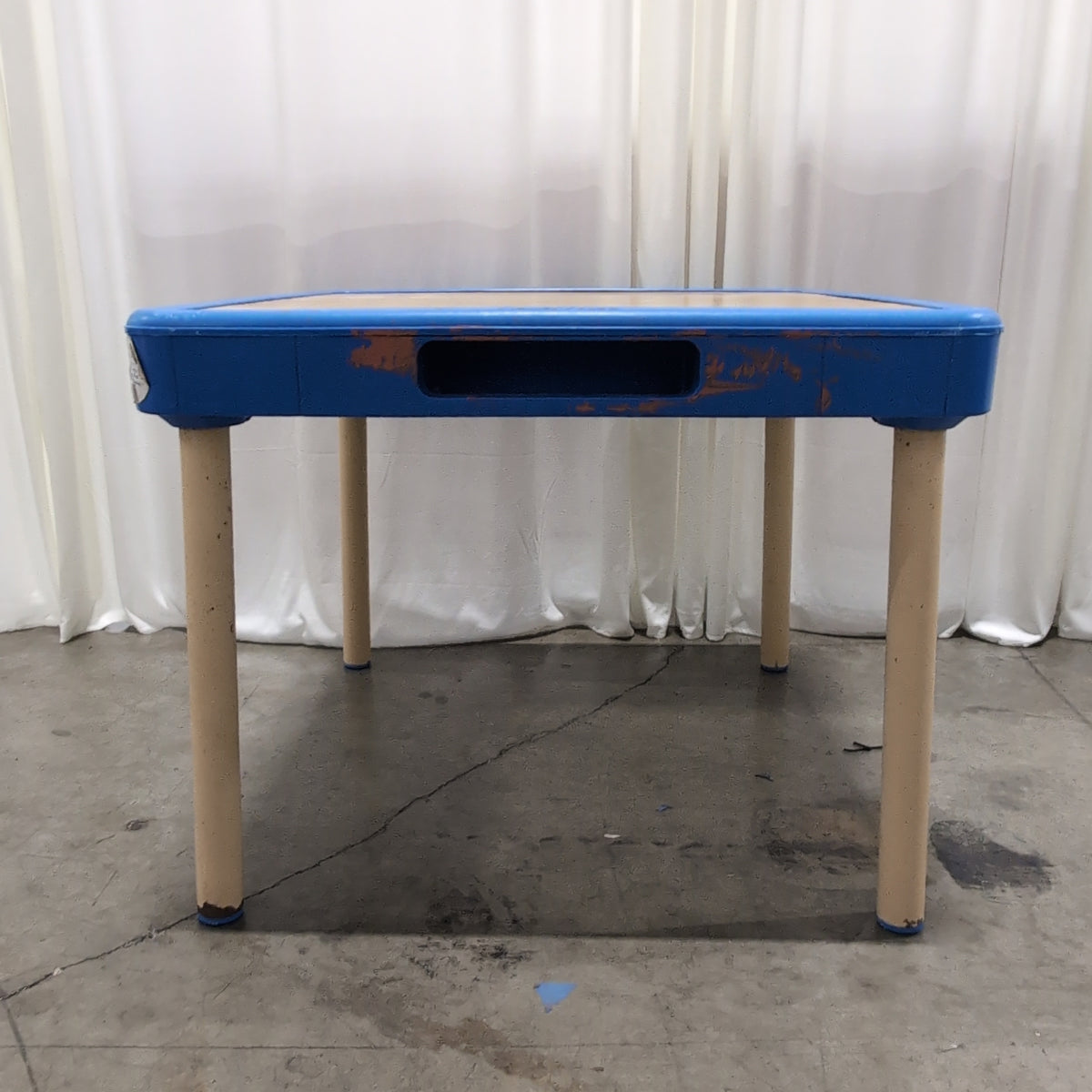 Blue Plastic Frame Kids Table with Wood-Look Top