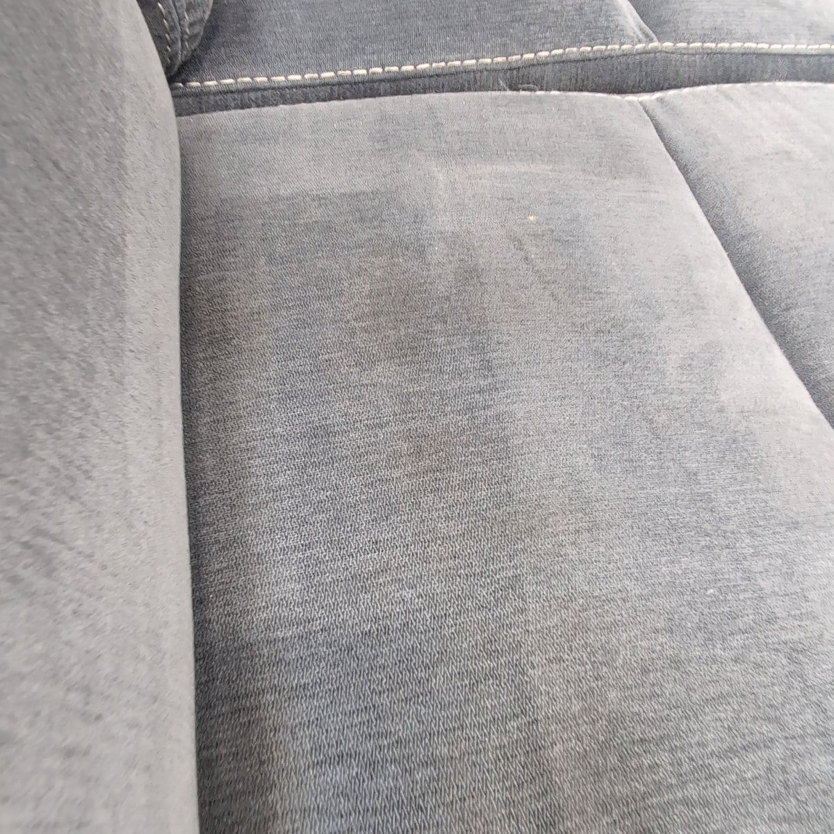 Slate Blue Fabric Reclining Sectional Couch with Cupholders