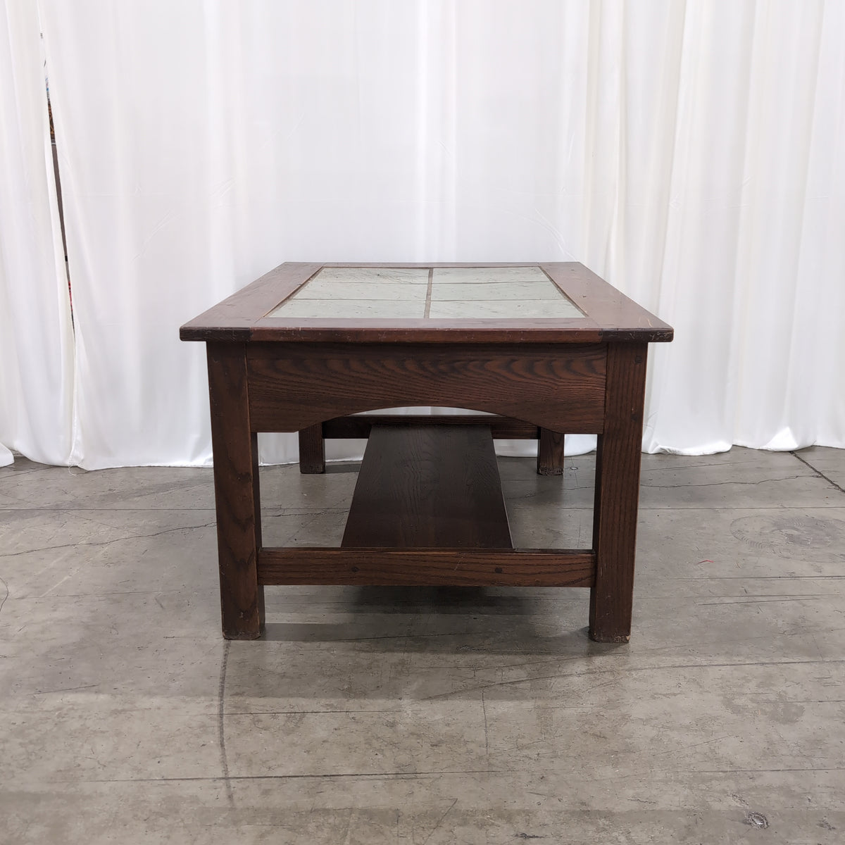 Dark Wood Rectangular Coffee Table with Tile Top