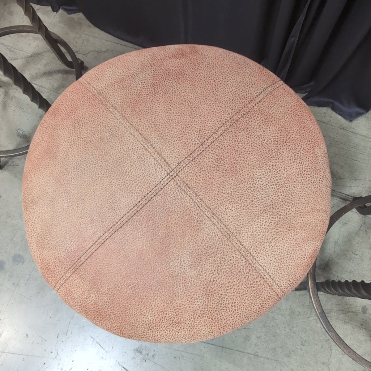 Pair of Twisted Wrought Iron Bar Stools with Upholstered Seats