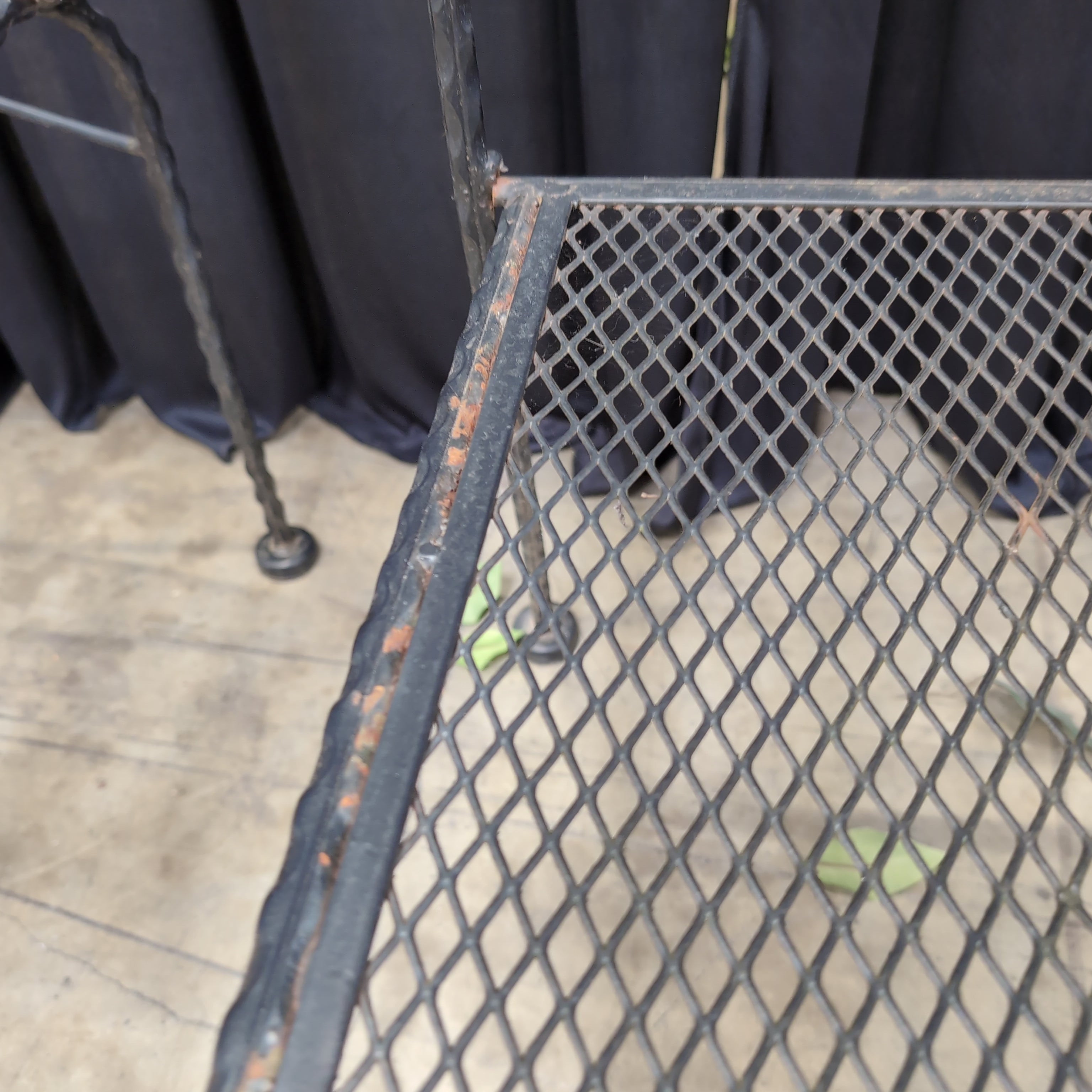 Black Wrought Iron Round Outdoor Table and Four Chairs