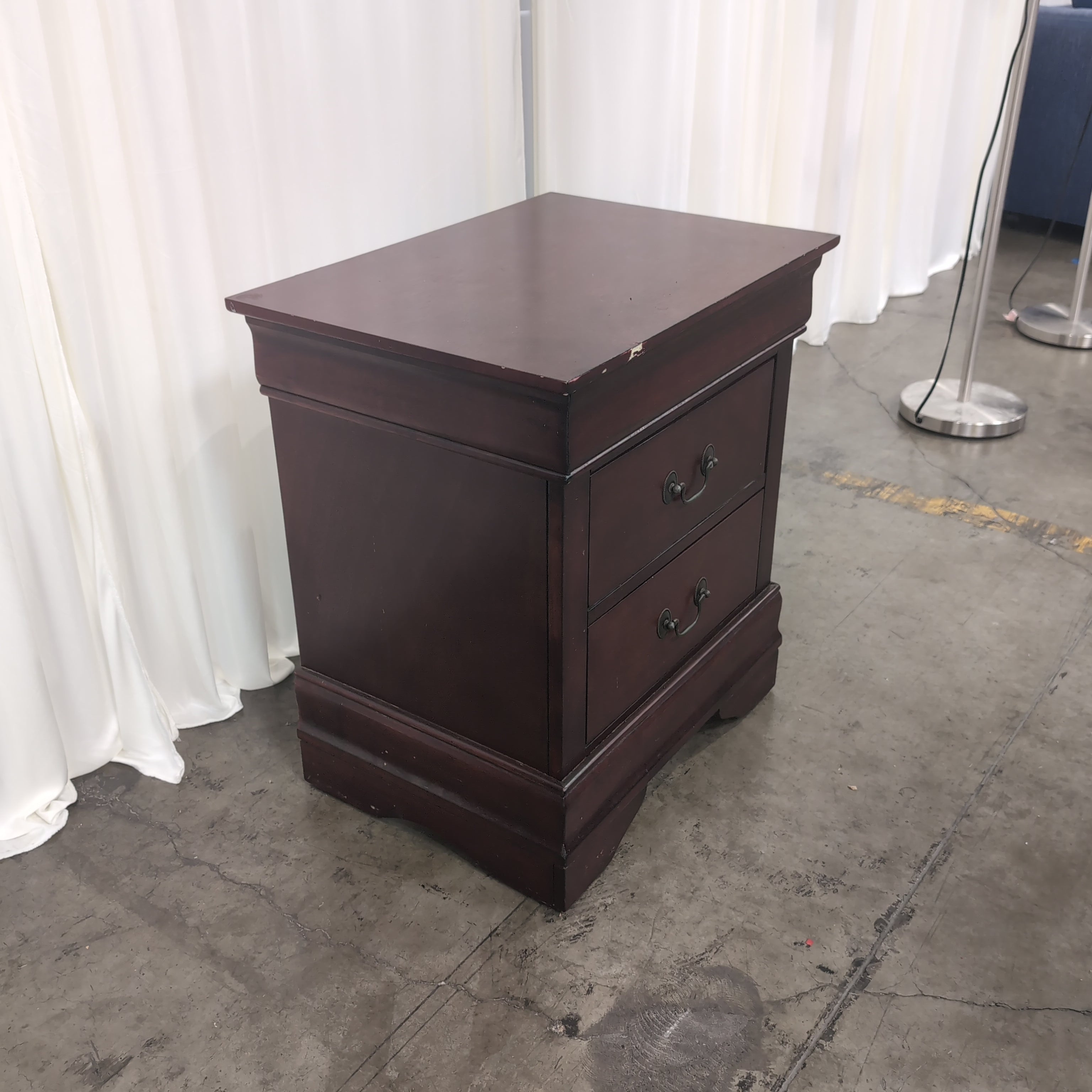 Cherry Stained Hardwood Two-Drawer Nightstand