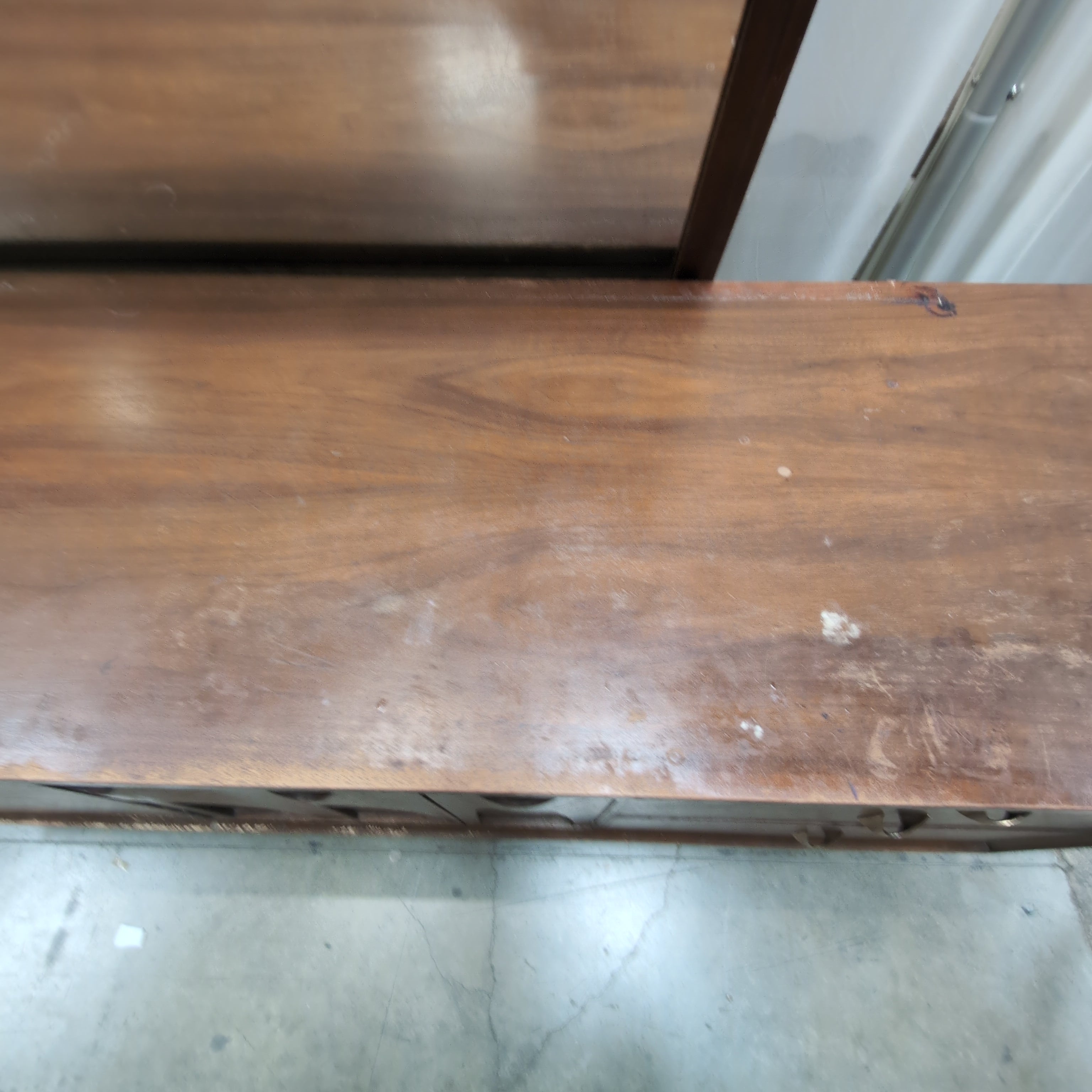 Mid-Century Modern Dark Wood Dresser with Matching Mirror