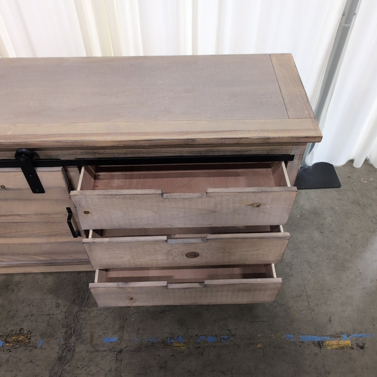 Light Wood Farmhouse Style Dresser with Barn Door