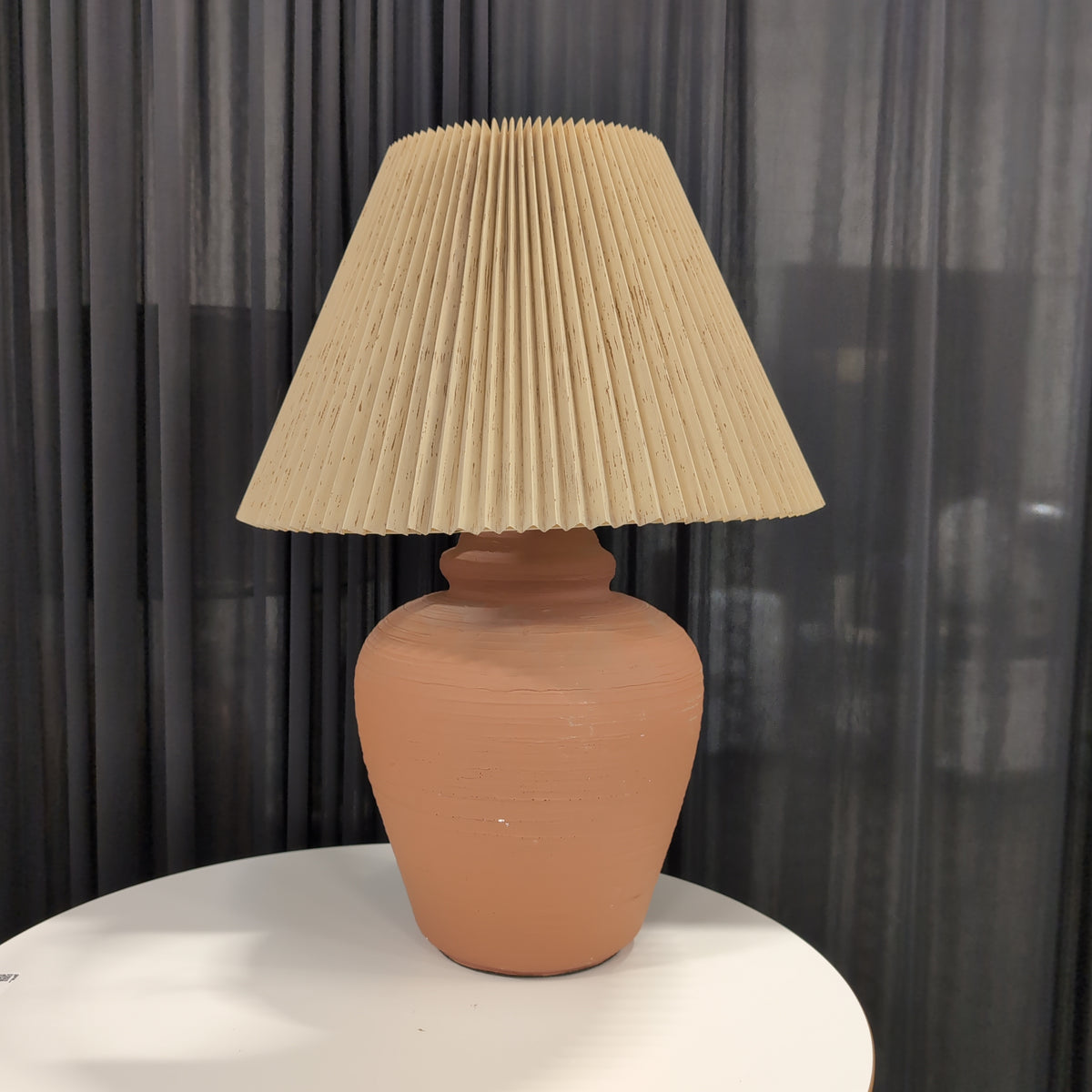 Terracotta Base Table Lamp with Pleated Shade