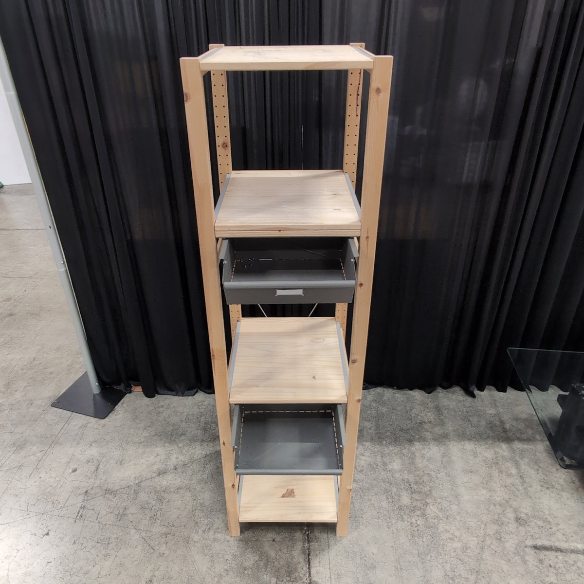 Four-Shelf Light Wood Bookcase with Adjustable Shelves