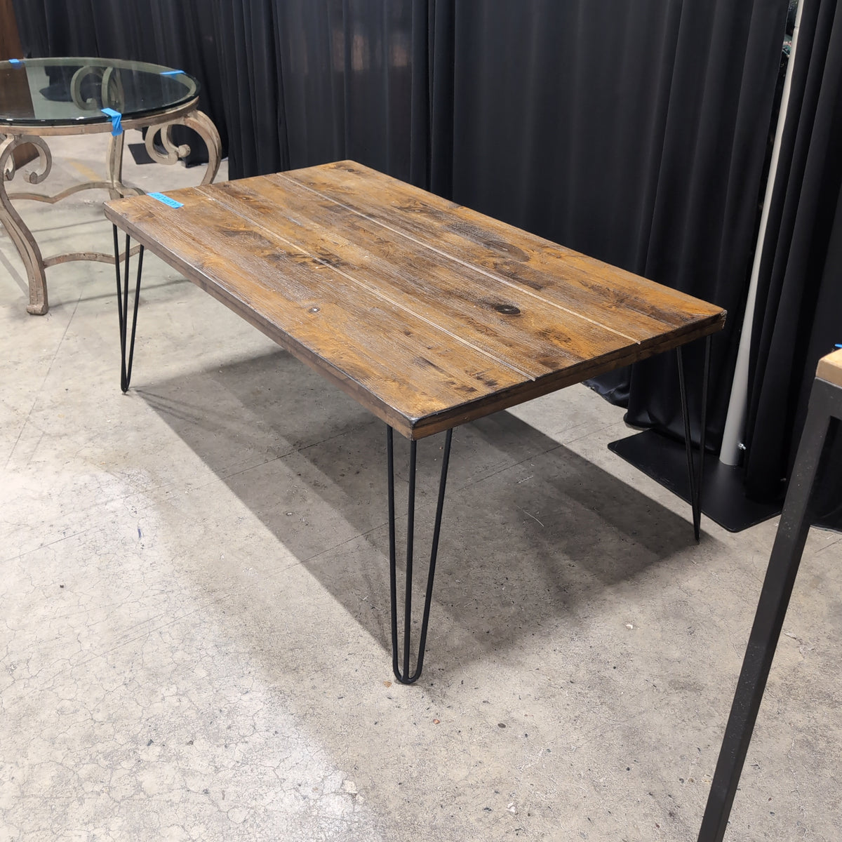 Rustic Wood Plank Coffee Table with Hairpin Legs