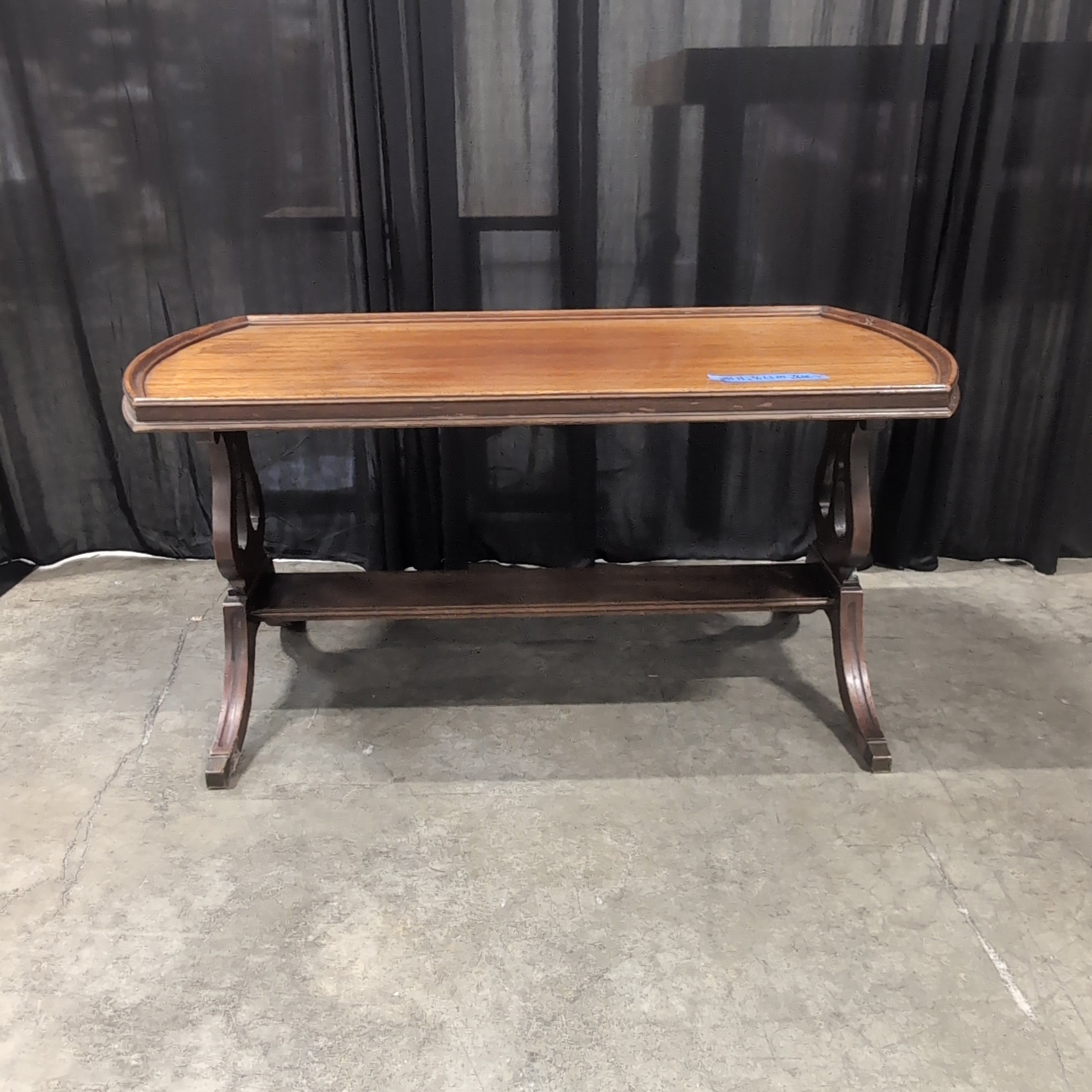 Traditional Brown Wood Console Table with Tray Top