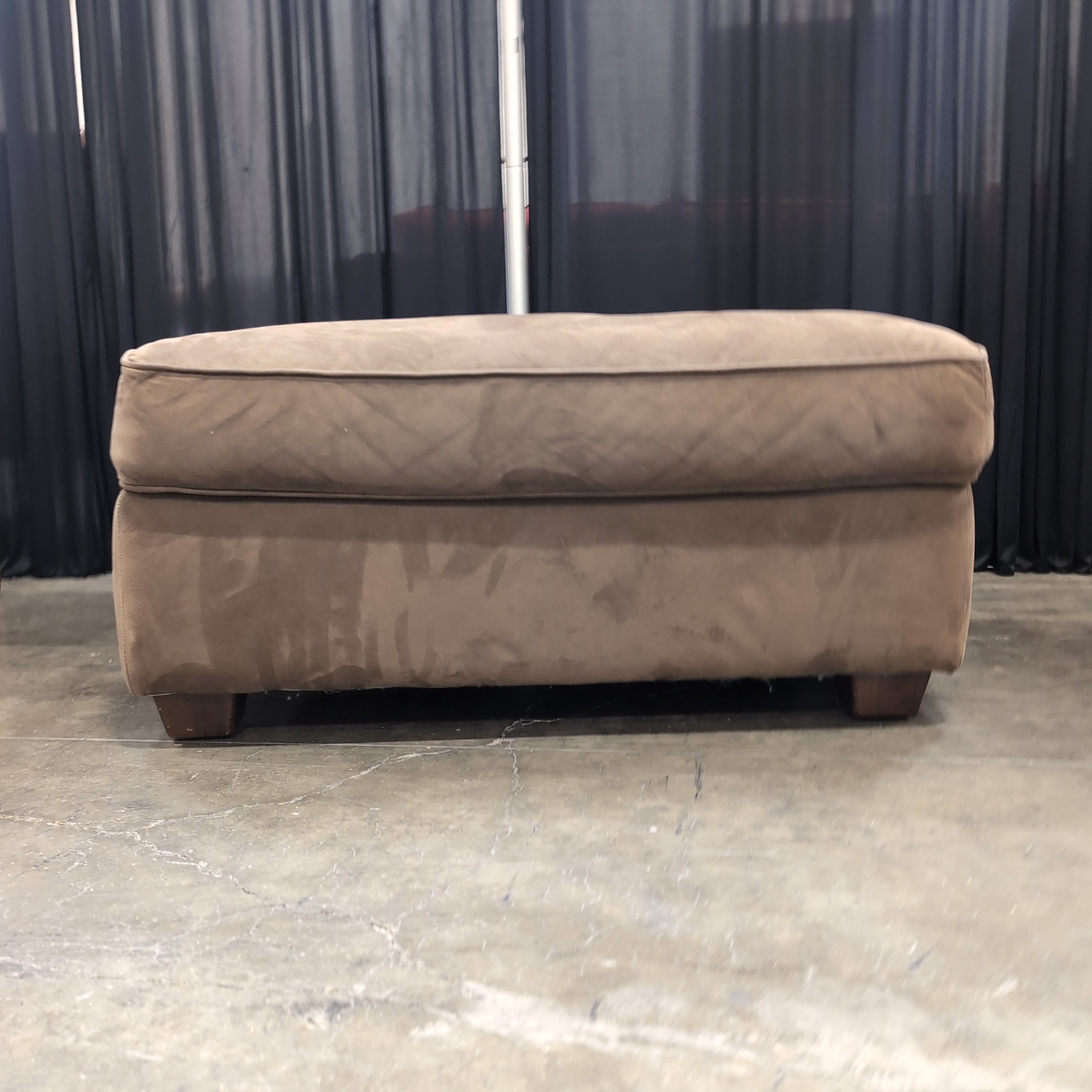 Contemporary Tan Upholstered Ottoman in Microfiber