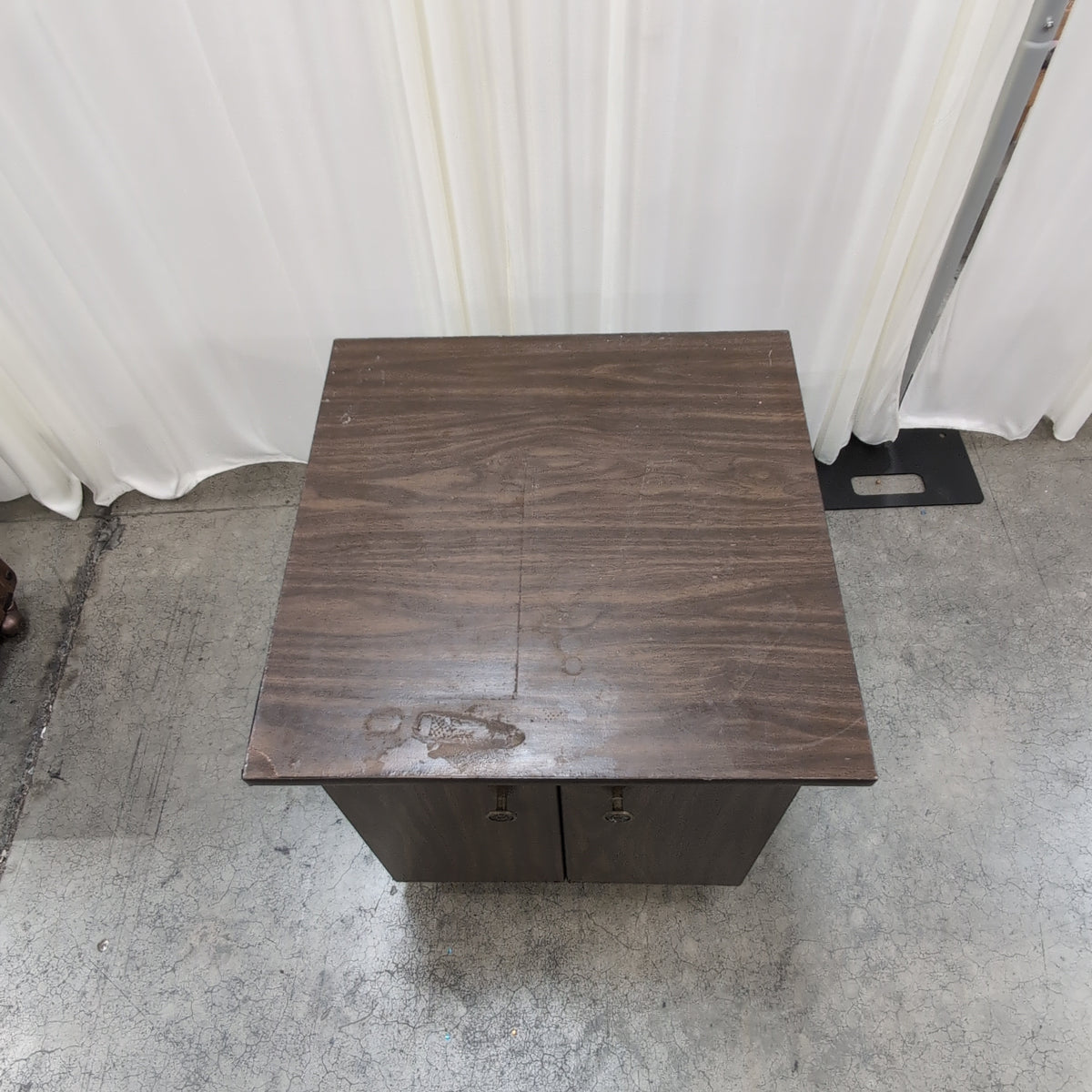Dark Wood Two-Door Storage End Table