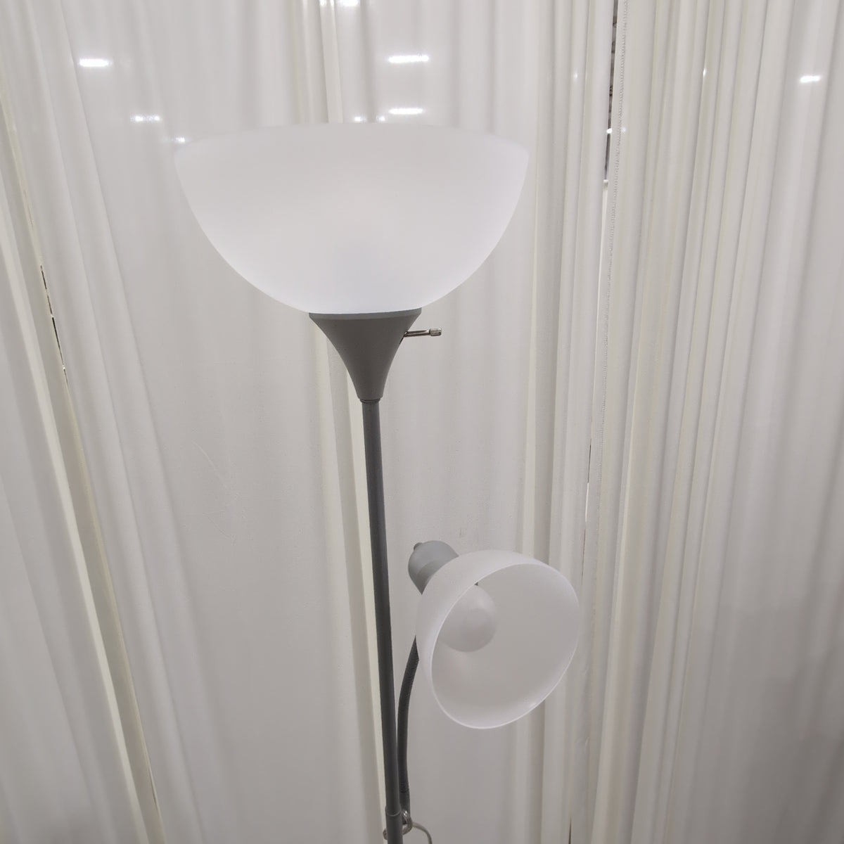 Pair of Grey Metal Floor Lamps with Reading Lights