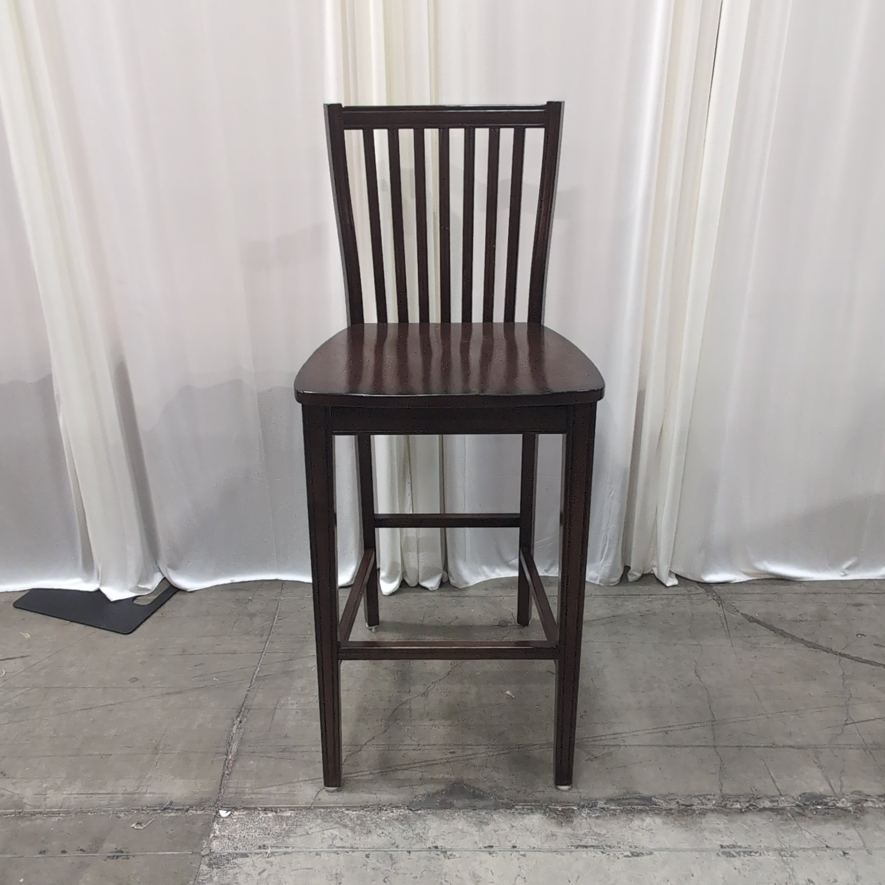Dark Cherry Wood Slat Back Bar Stool