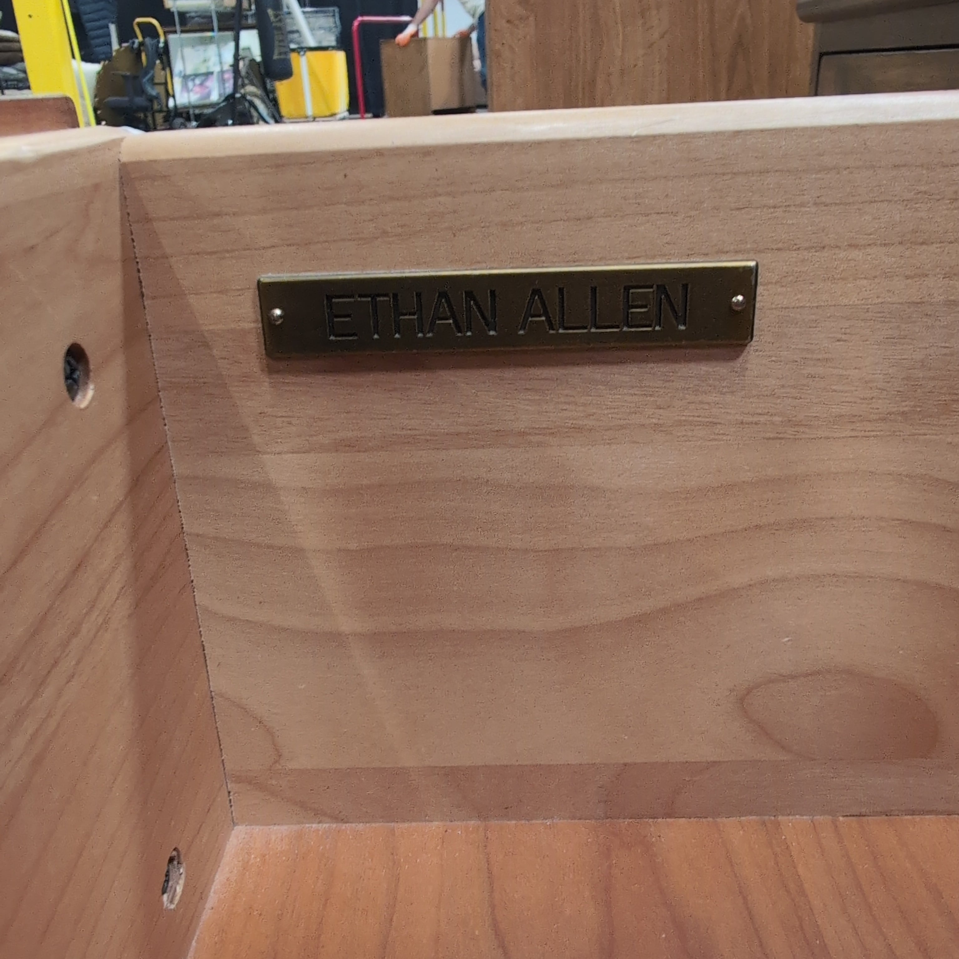 Medium Brown Hardwood TV Stand with Glass Doors