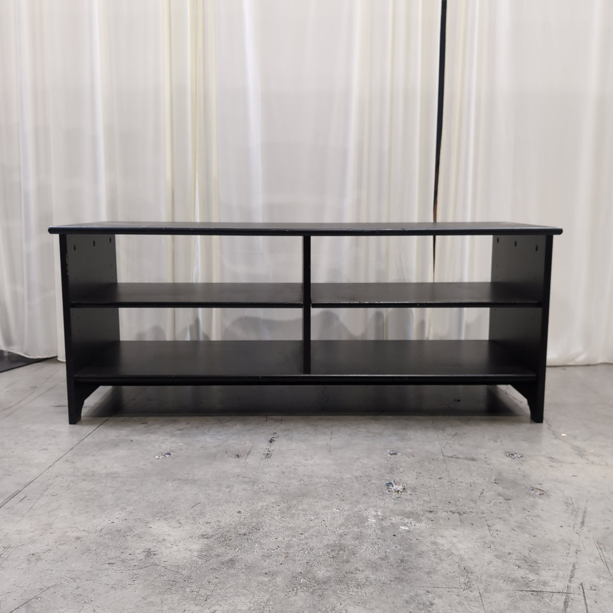 Black Wood Two-Tier TV Stand