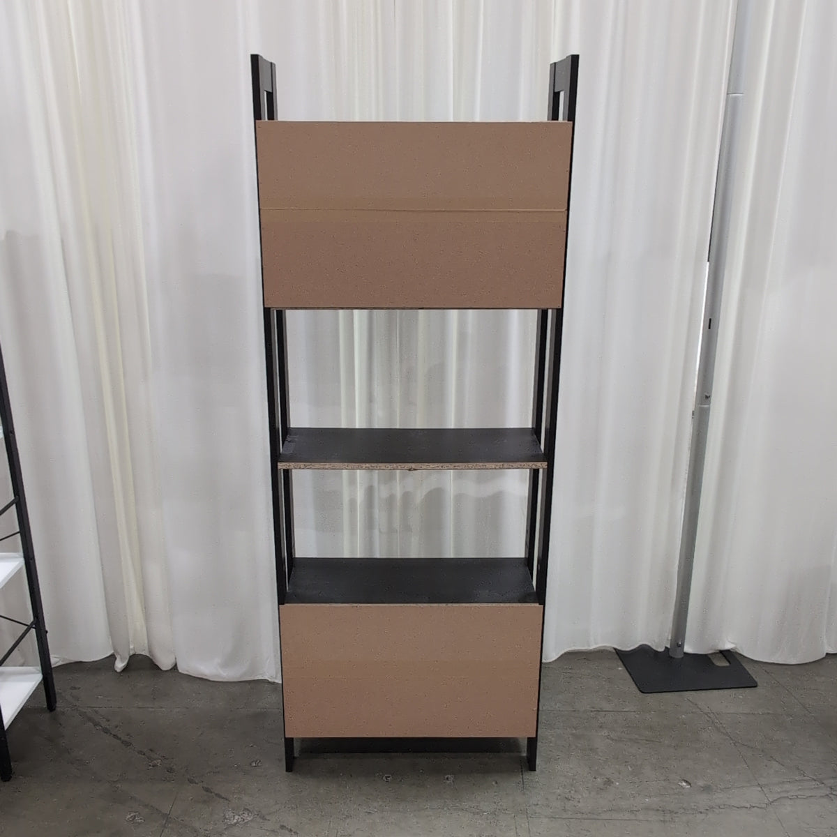 Dark Brown Five-Shelf Leaning Bookcase in Wood