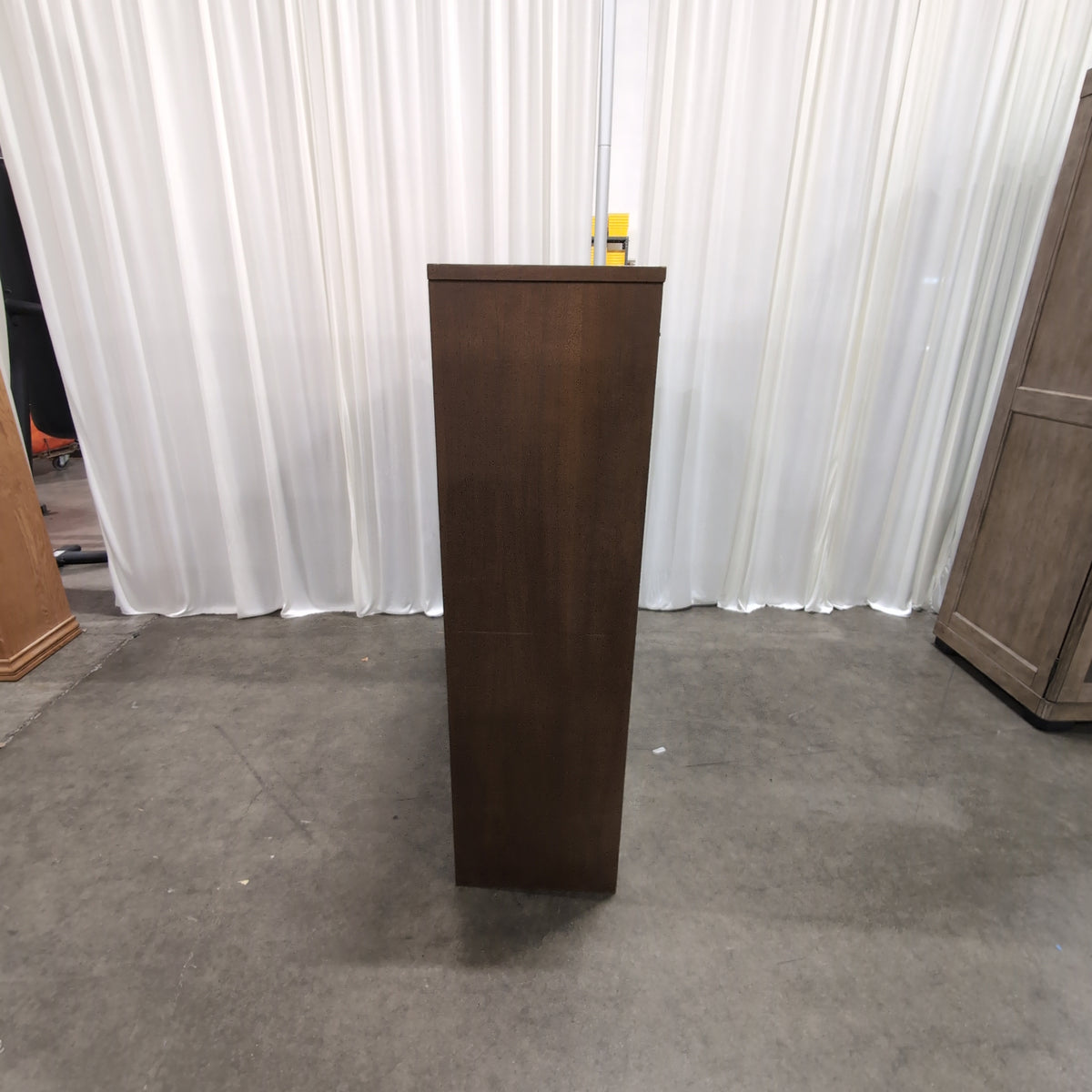 Brown Wood Two-Door China Cabinet with Glass Panels