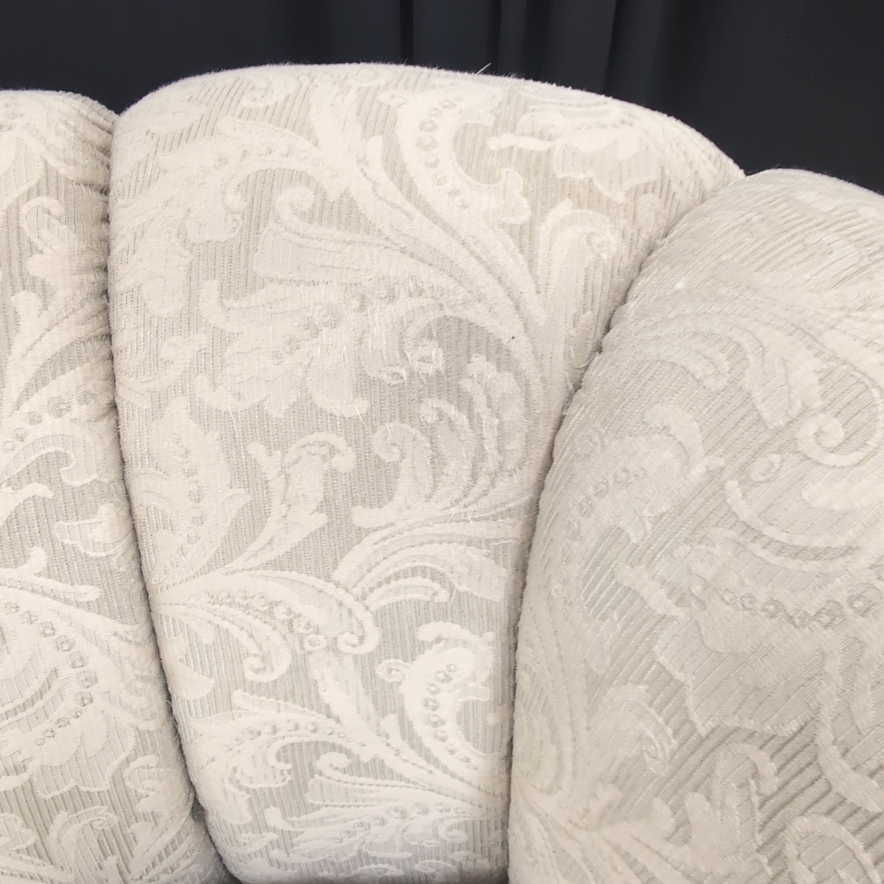 Traditional Beige Patterned Fabric Loveseat with Channel Tufting