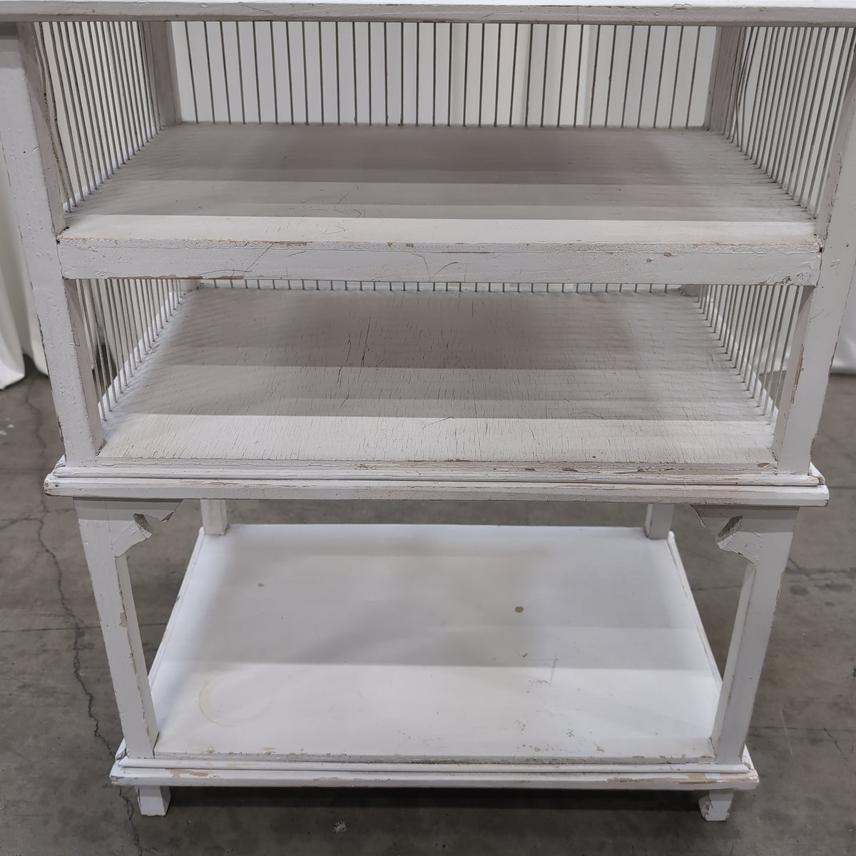 Distressed white Three-Tier Storage Shelf
