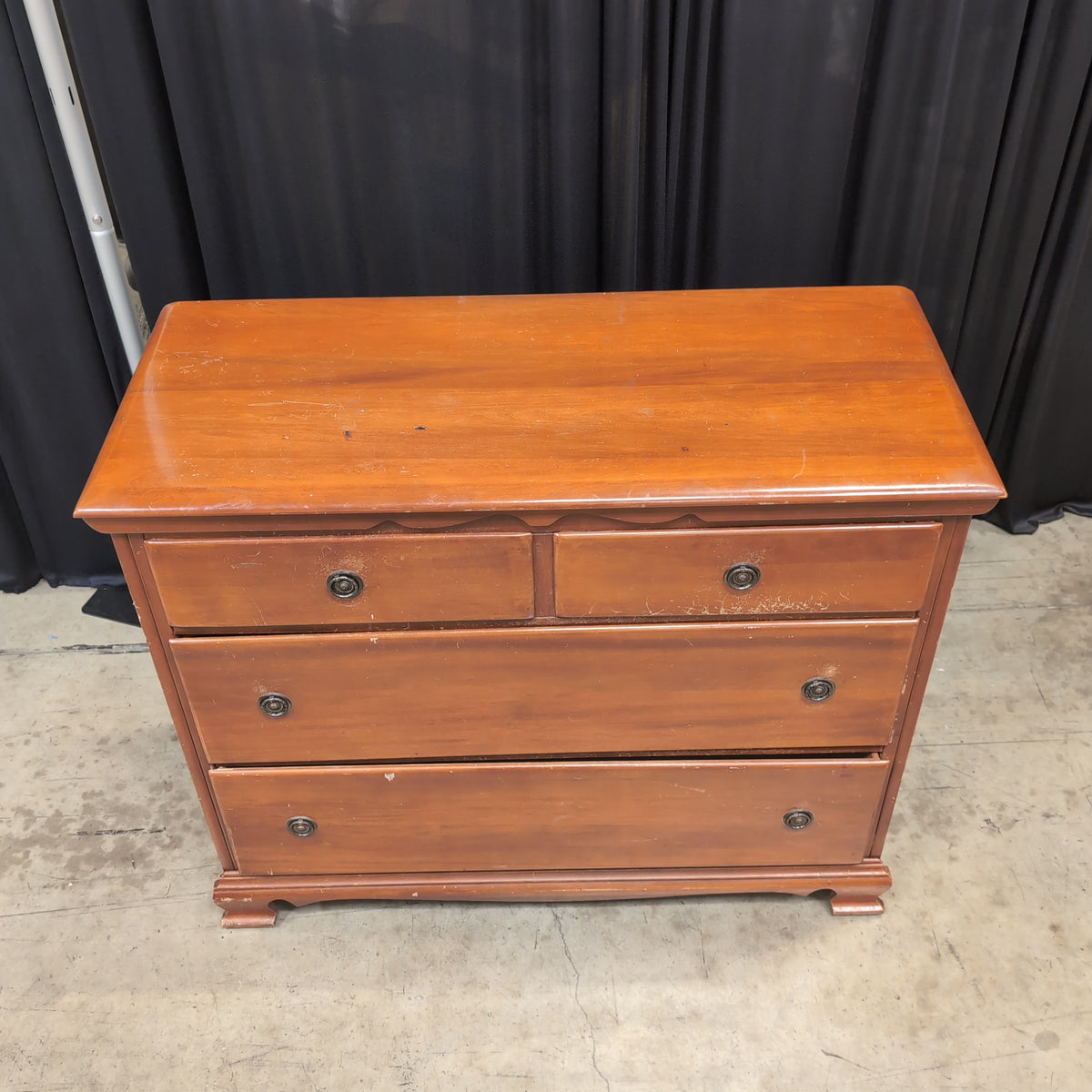 Cherry Stained Wood Four-Drawer Dresser