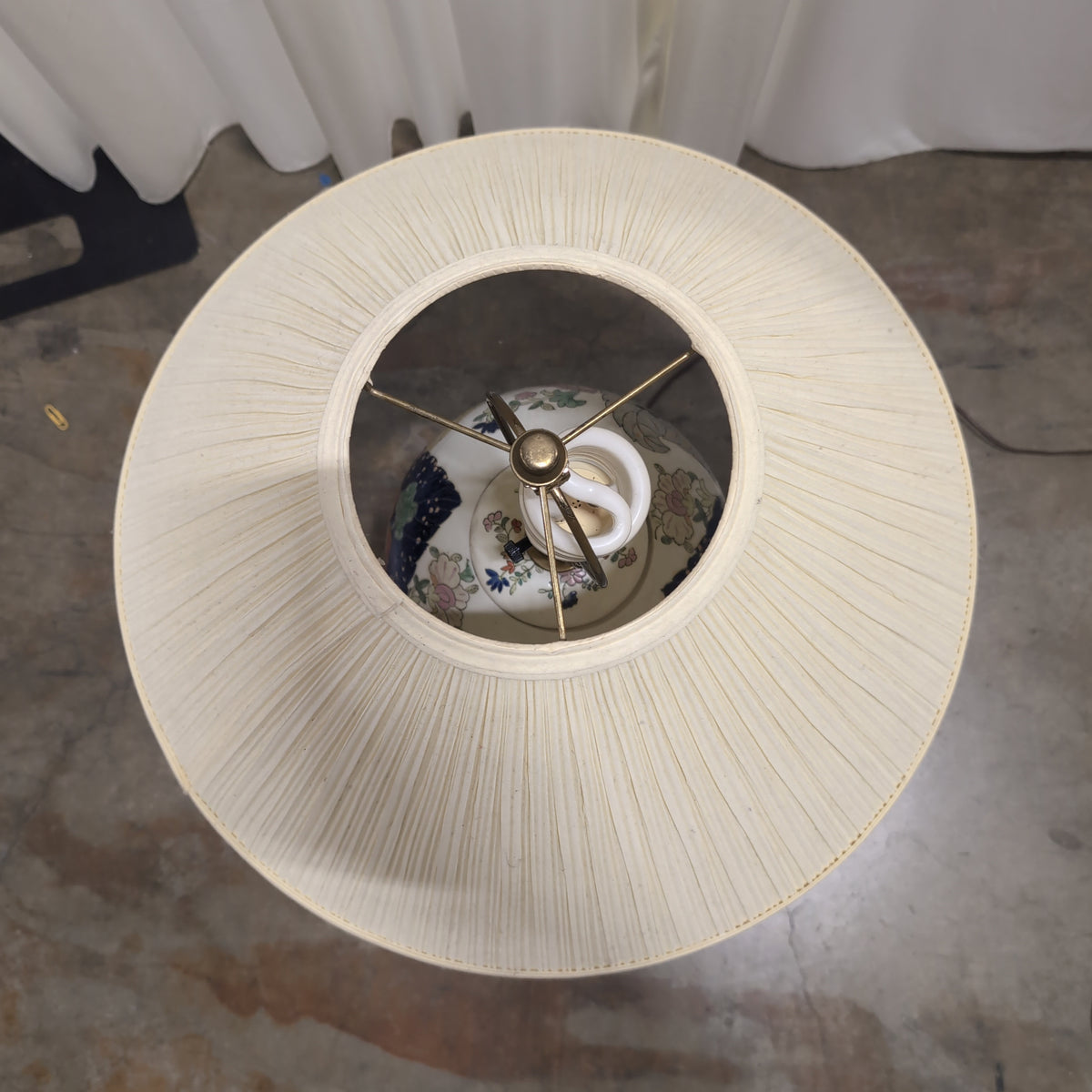 Hand-Painted Ceramic Table Lamp with Pleated Shade