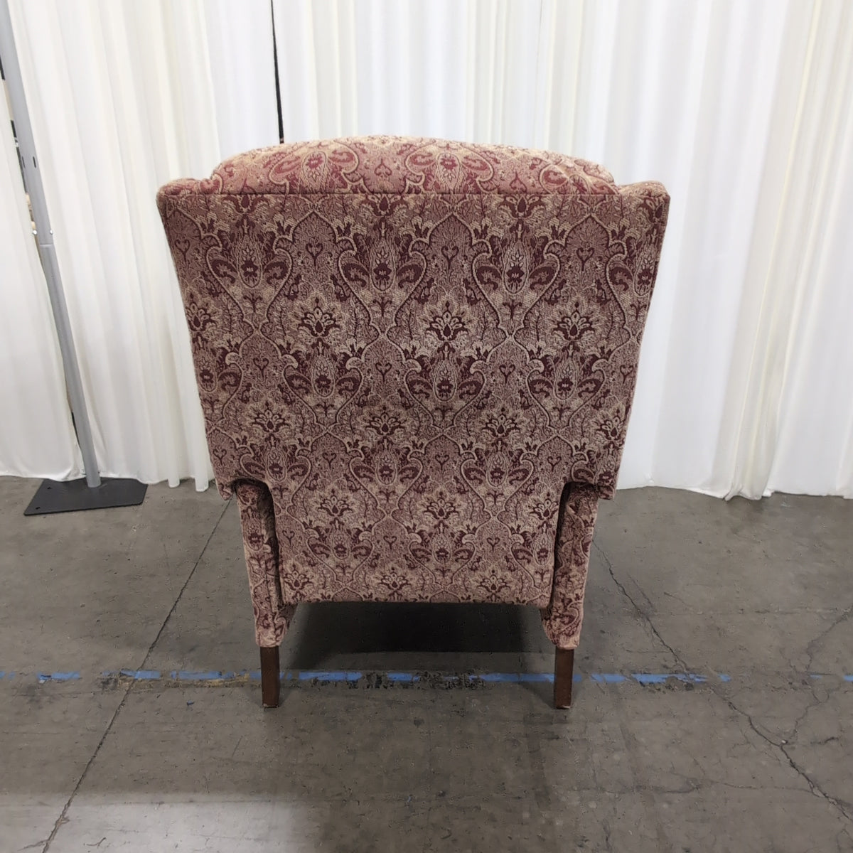 Traditional Red and Gold Damask Wingback Chair
