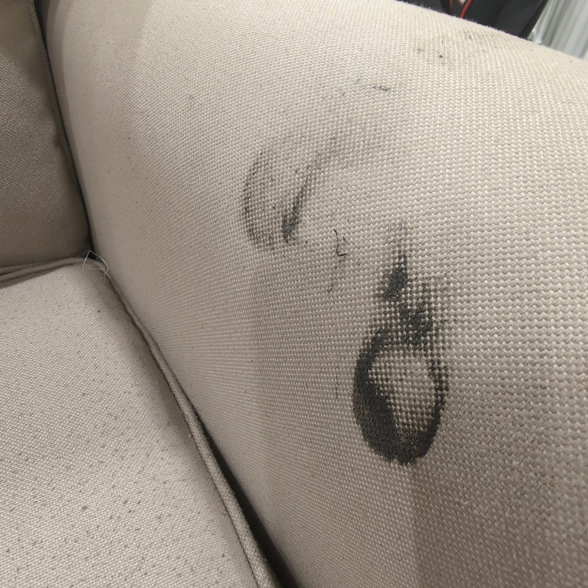 Tan Fabric Rolled Arm Loveseat